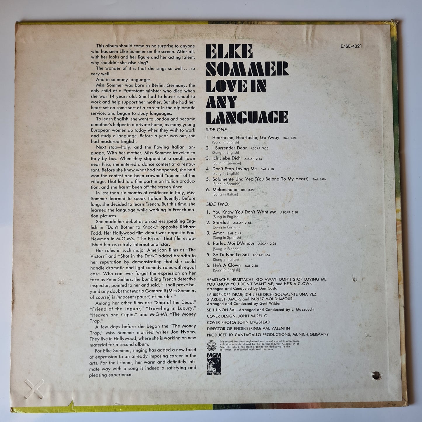 Elke Sommer – Love In Any Language - 1965 - Vinyl Record LP