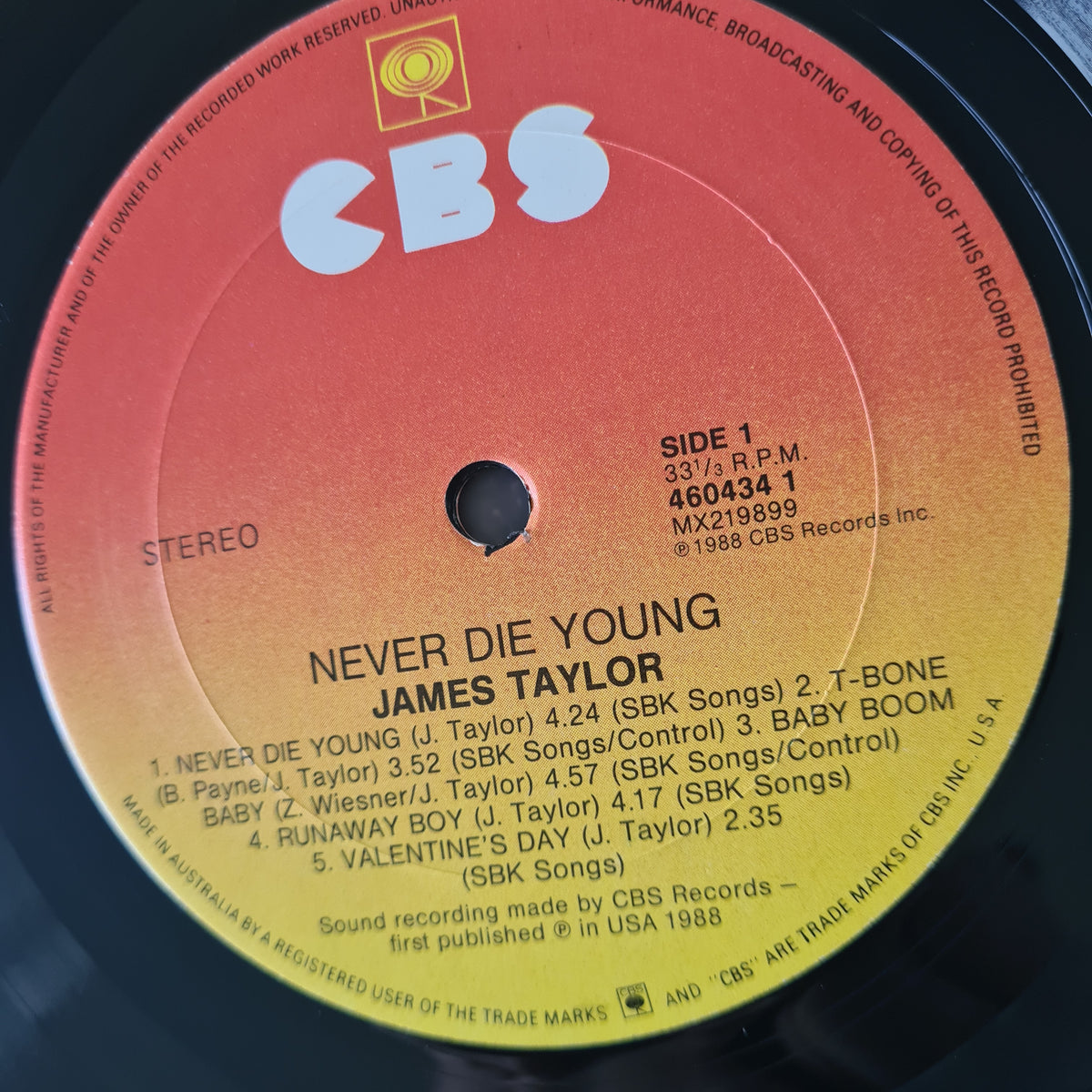 James Taylor – Never Die Young - 1988 - Vinyl Record LP