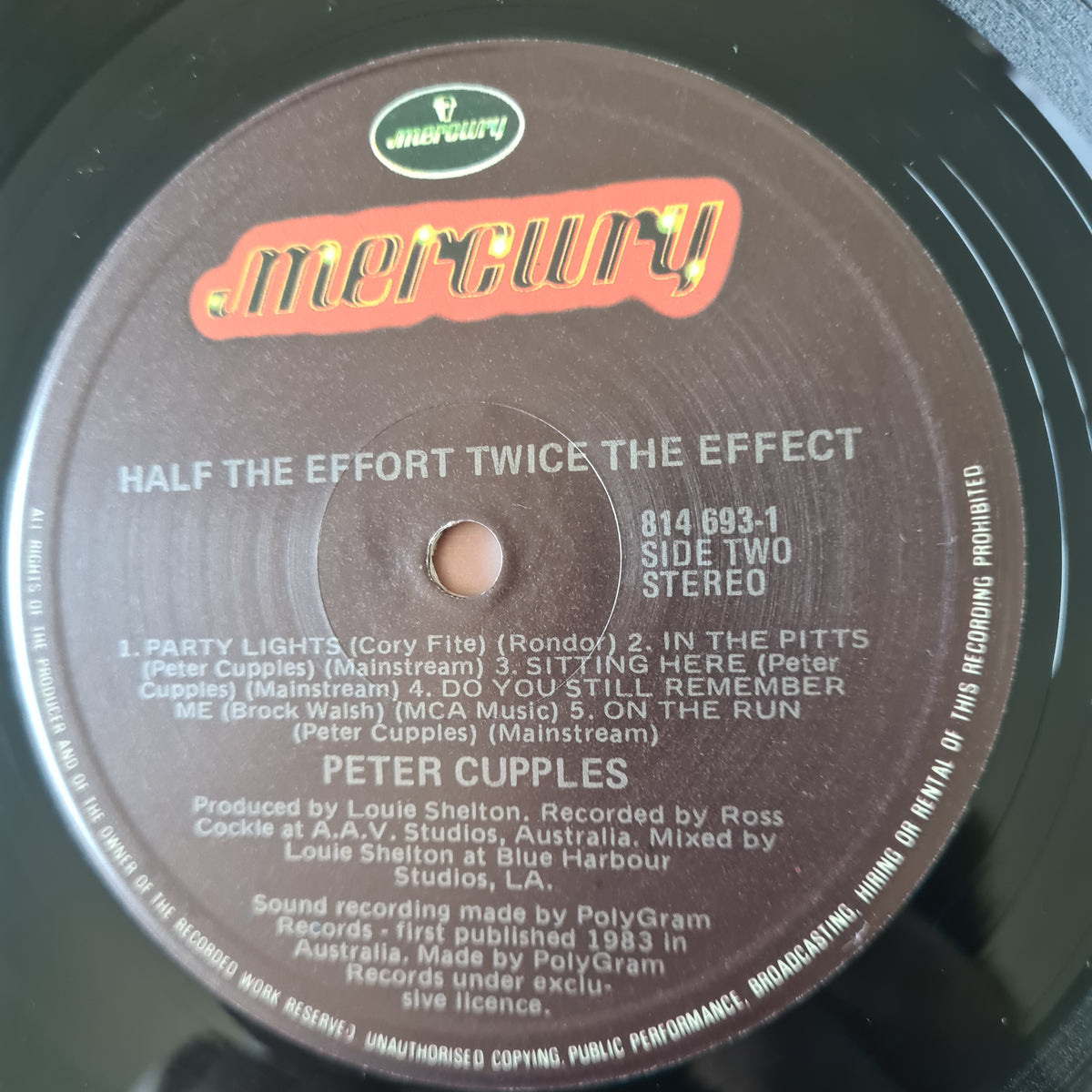 Peter Cupples (Stylus) – Half The Effort Twice The Effect - 1984 - Vinyl Record LP
