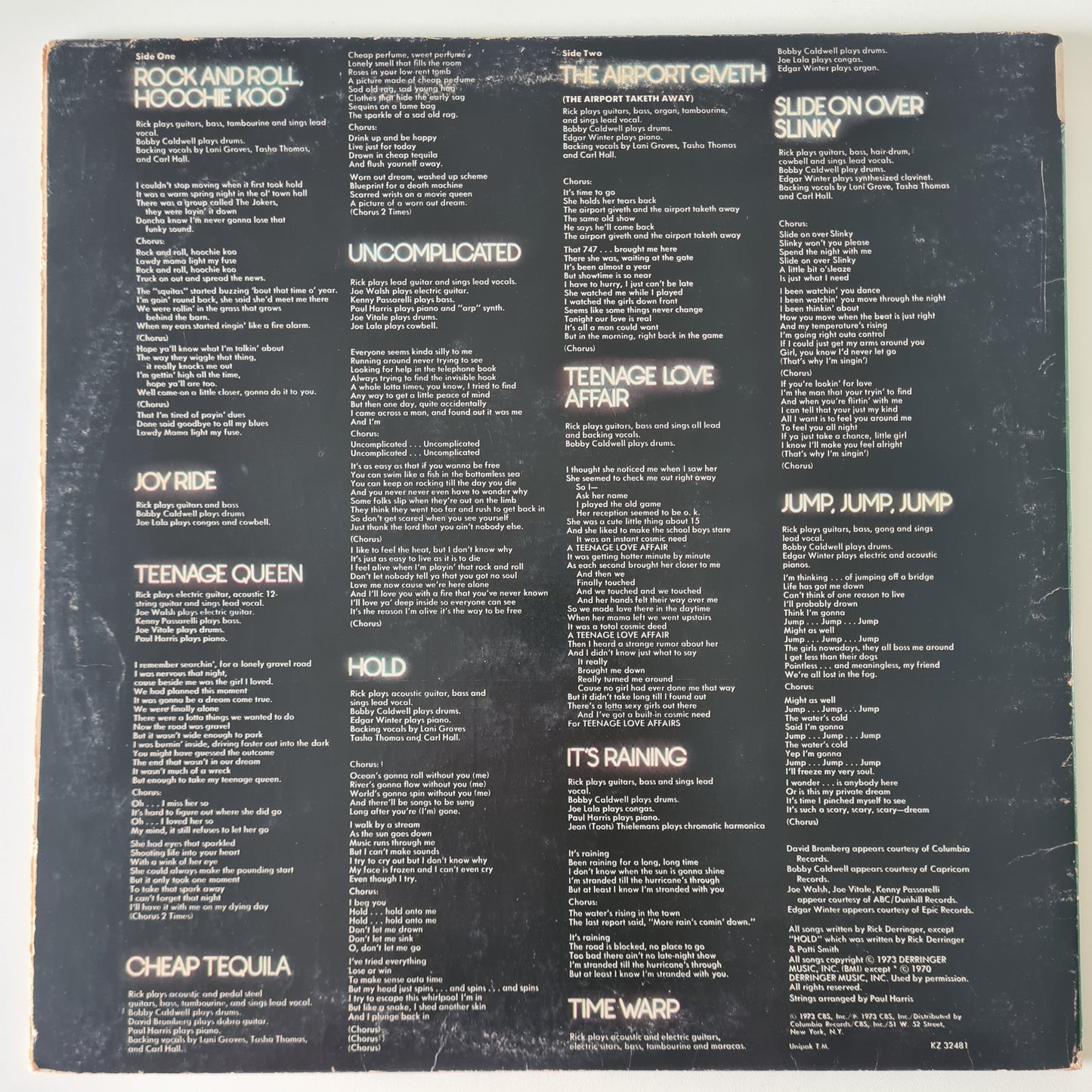 Rick Derringer – All American Boy - 1973 - Vinyl Record LP