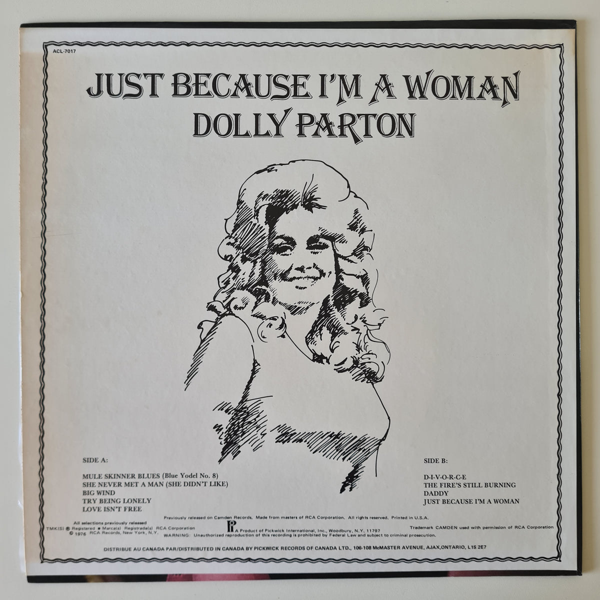 Dolly Parton - Just Because I'm A Woman - 1976 (USA Pressing) - Vinyl Record LP
