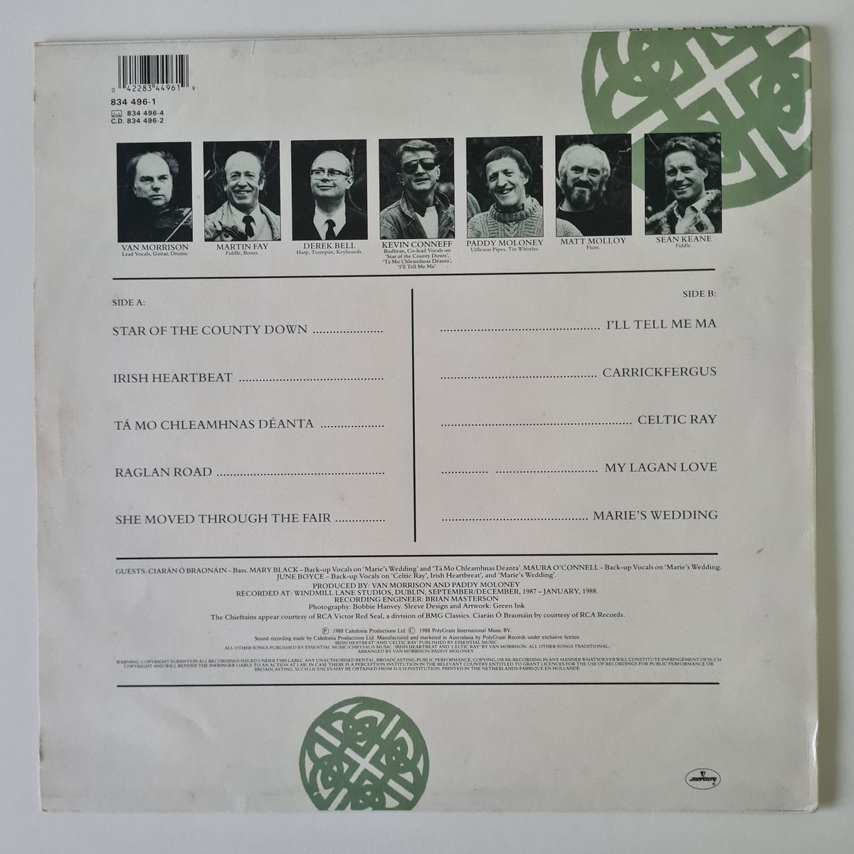 Van Morrison & The Chieftains – Irish Heartbeat - 1988 - Vinyl Record LP