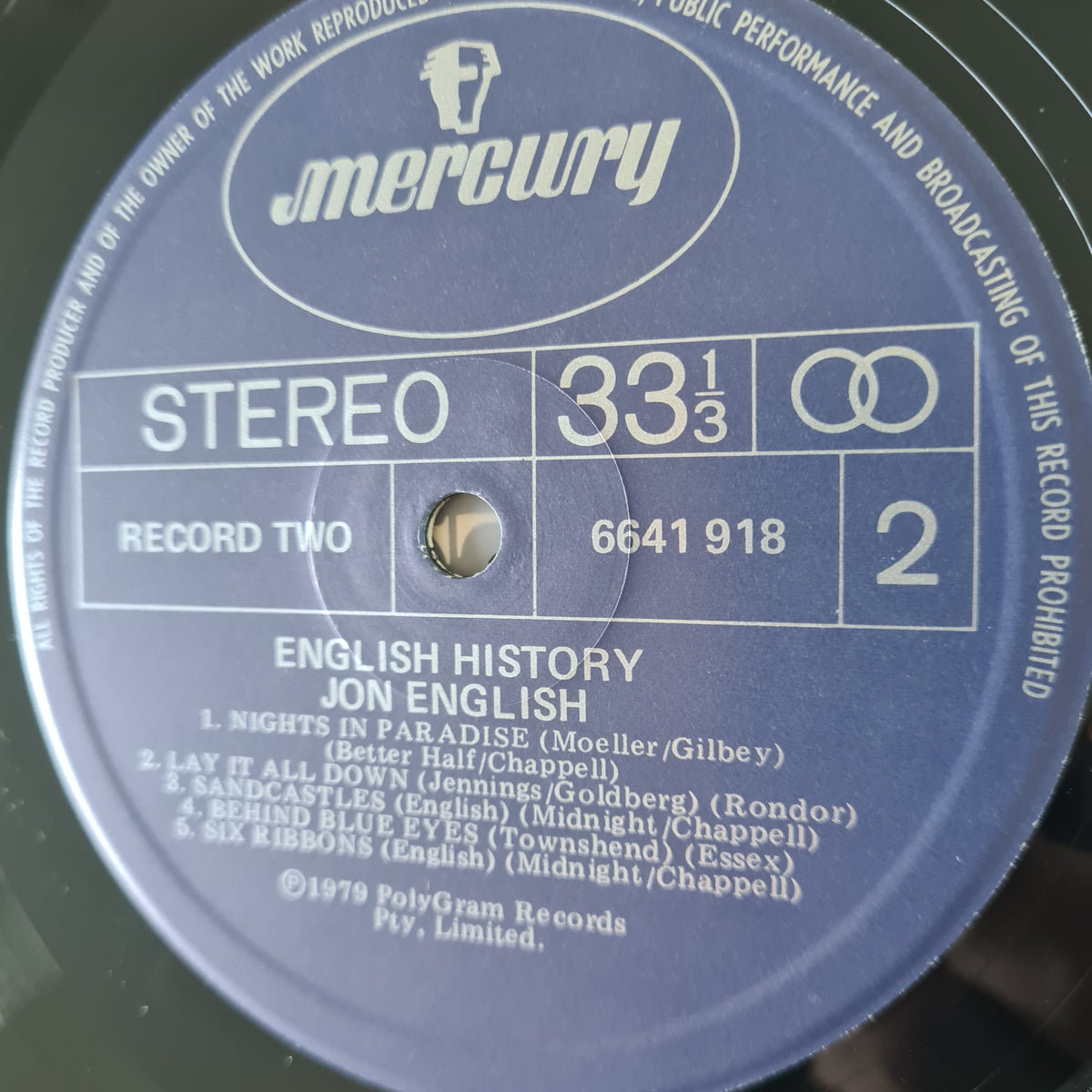 Jon English – English History - 1979 - Vinyl Record LP