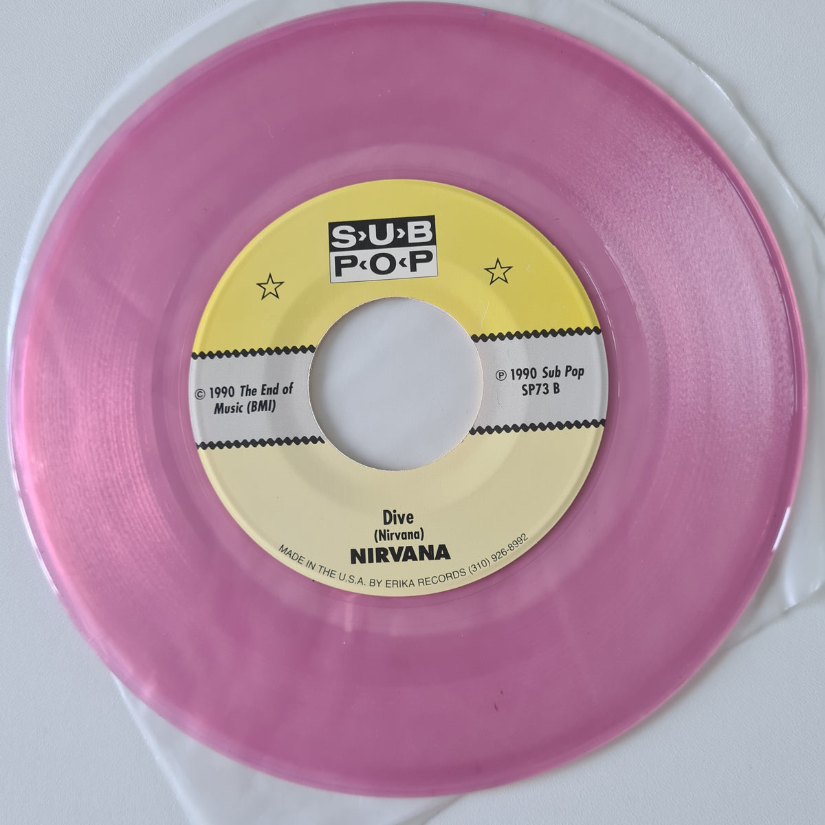 Nirvana – Sliver / Dive (Pink Translucent Vinyl) - 1990 (1990's Second USA Pressing) - Vinyl Record 7" 45RPM Single *RARE*