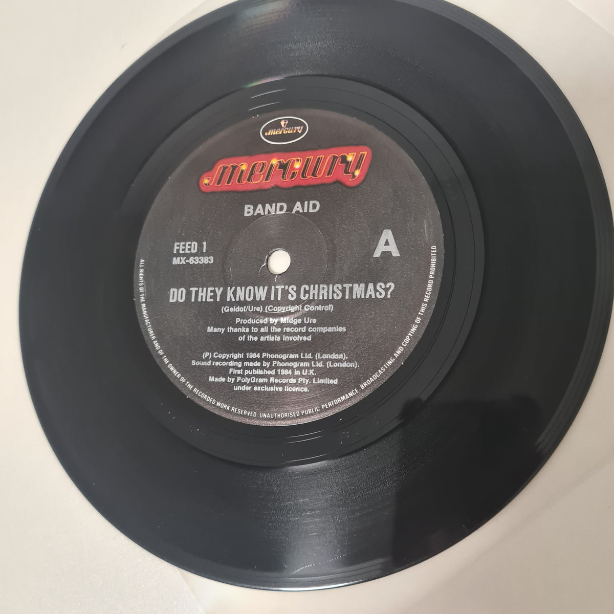 Band Aid – Do They Know It's Christmas? - 1984 - Vinyl Record (7inch Single)