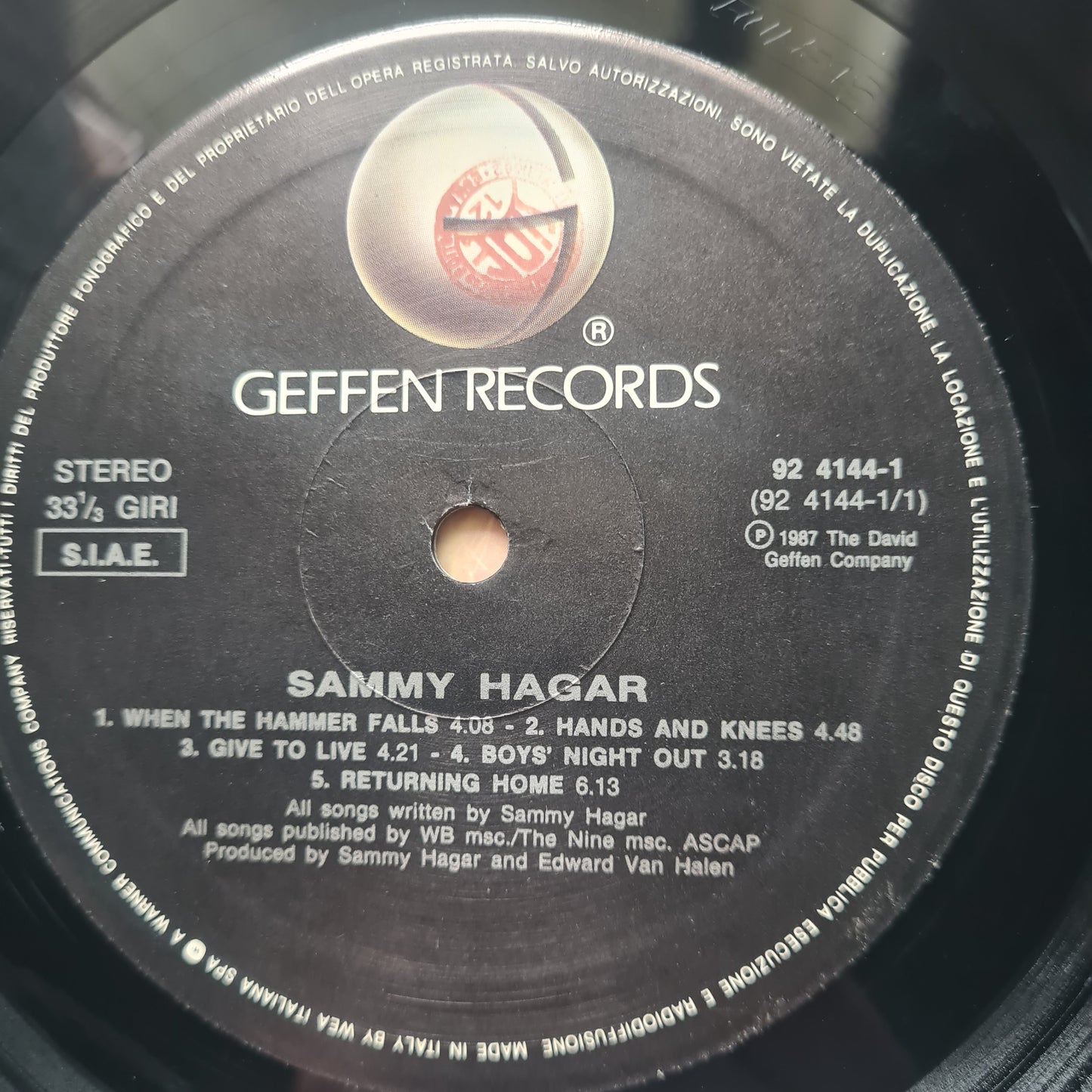 Sammy Hagar (Van Halen) – Sammy Hagar - 1987 (Italian Pressing) - Vinyl Record LP