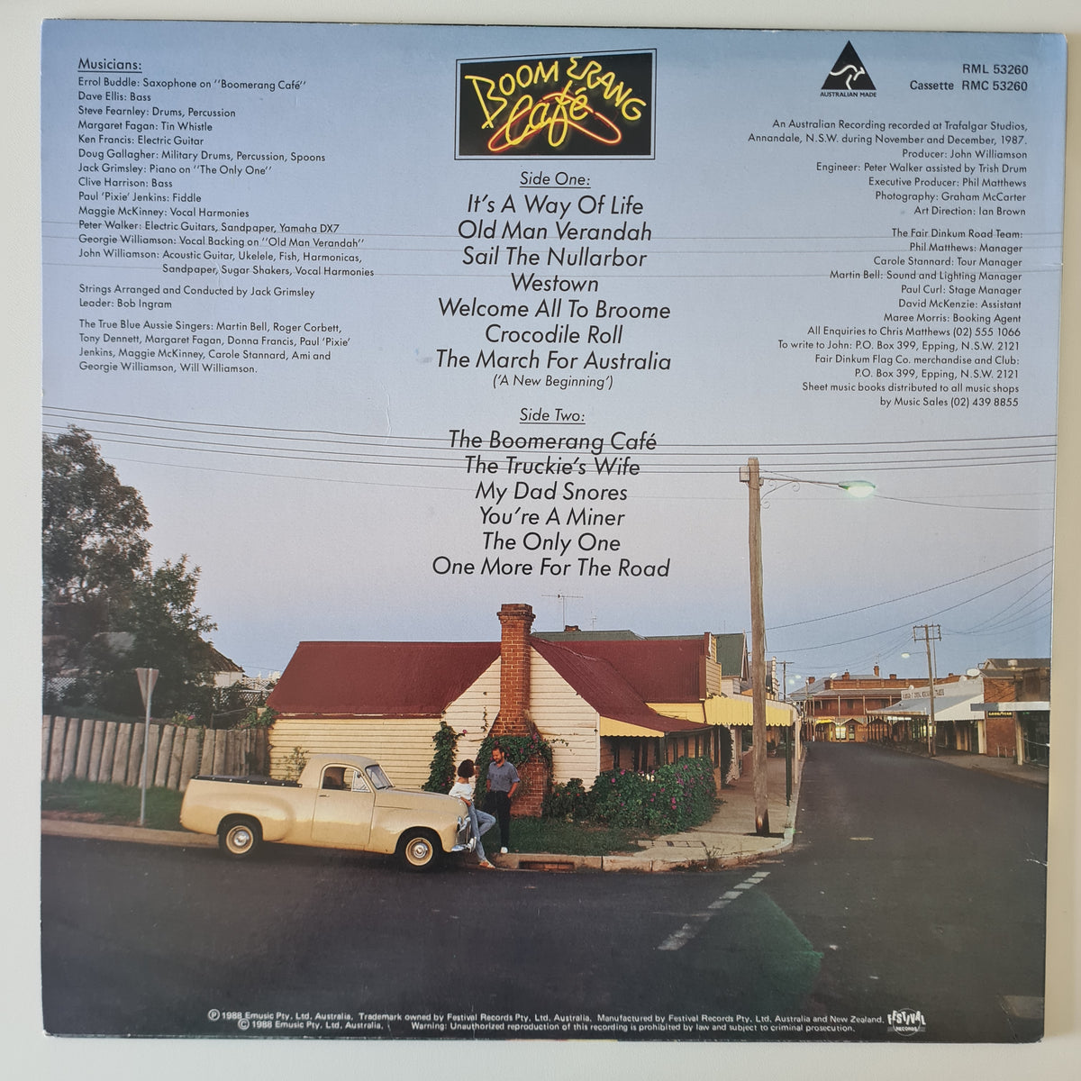 John Williamson - Boomerang Café - 1988 - Vinyl Record LP