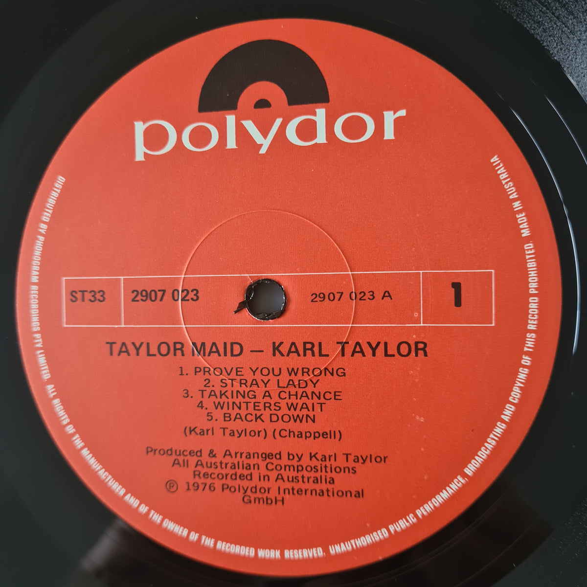 Karl Taylor (ex Buffalo) – Taylor Maid - 1976 - Vinyl Record LP