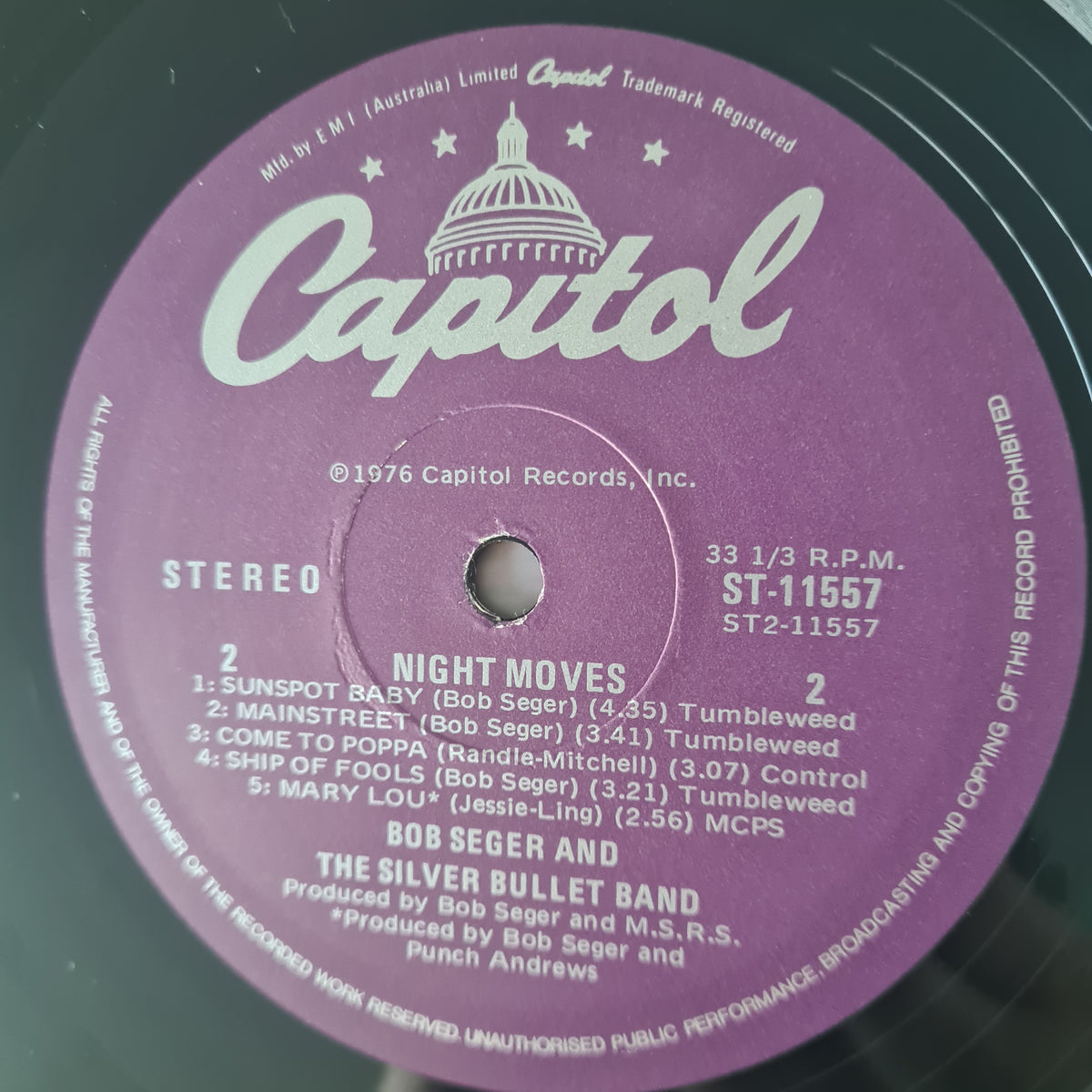 Bob Seger And The Silver Bullet Band – Night Moves - 1976 - Vinyl Record LP