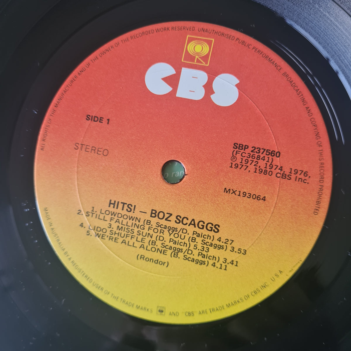 Boz Scaggs – Hits! - 1980 - Vinyl Record LP