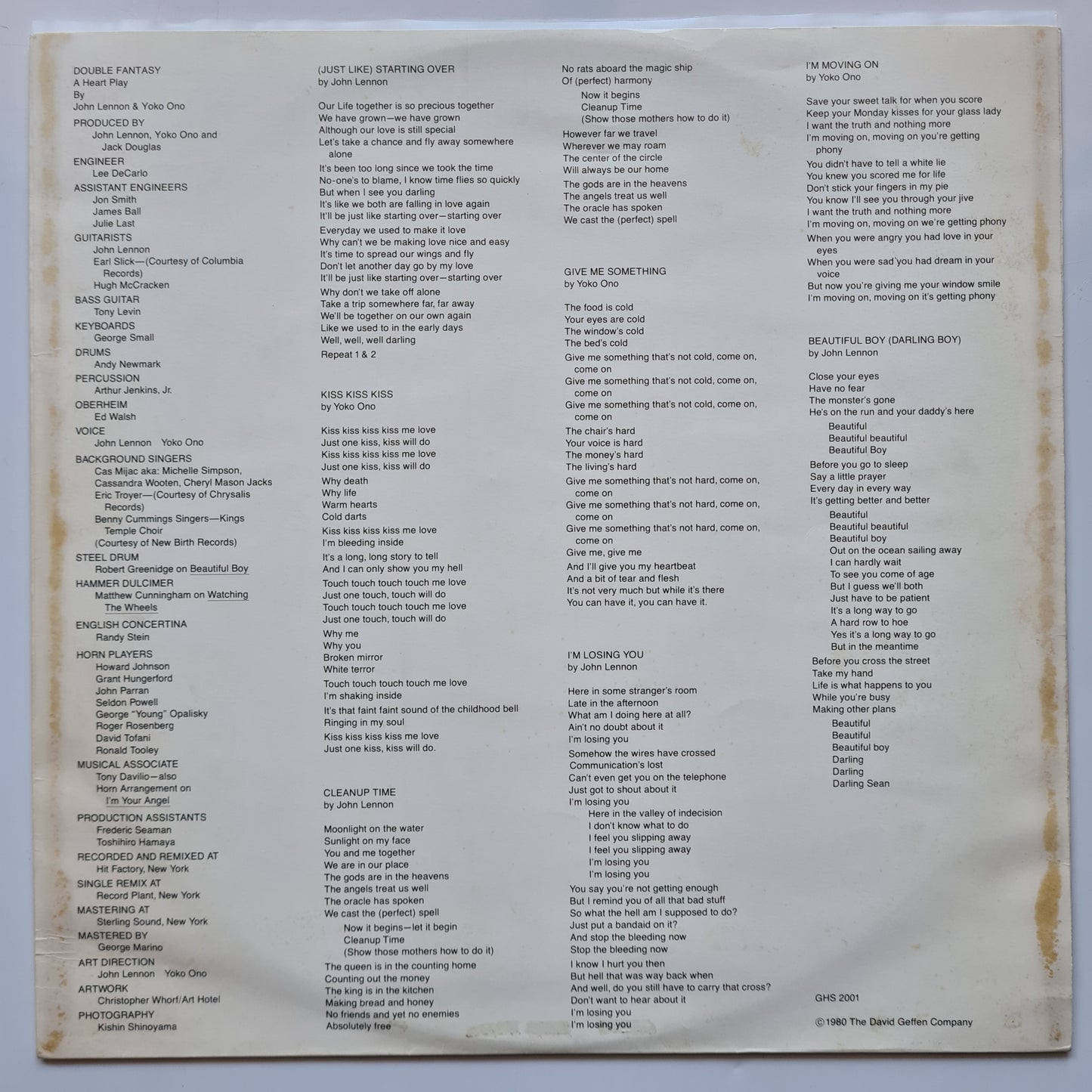 John Lennon & Yoko Ono – Double Fantasy - 1980 - Vinyl Record LP