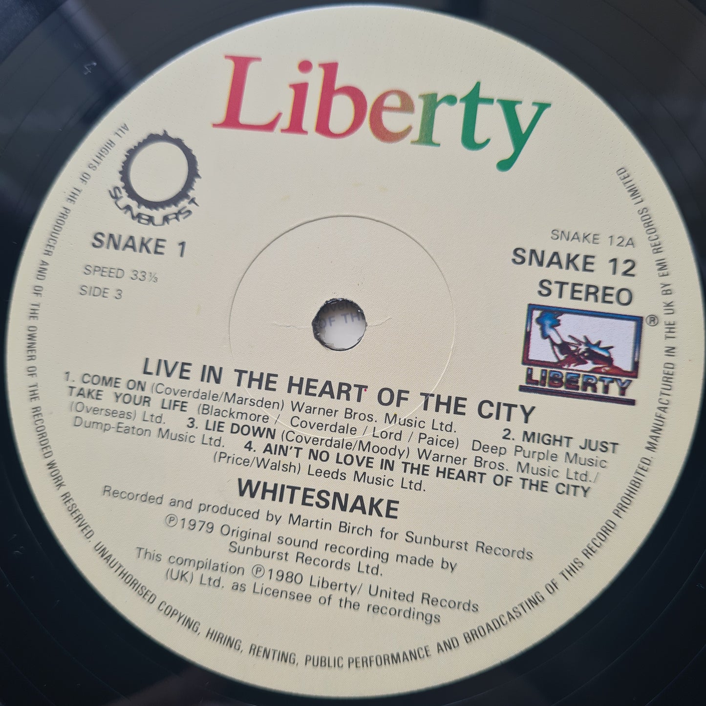 Whitesnake – Live...In The Heart Of The City - 1980 - Vinyl Record 2LP (Excellent)