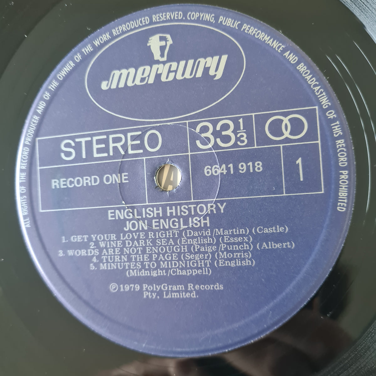 Jon English – English History - 1979 - Vinyl Record LP