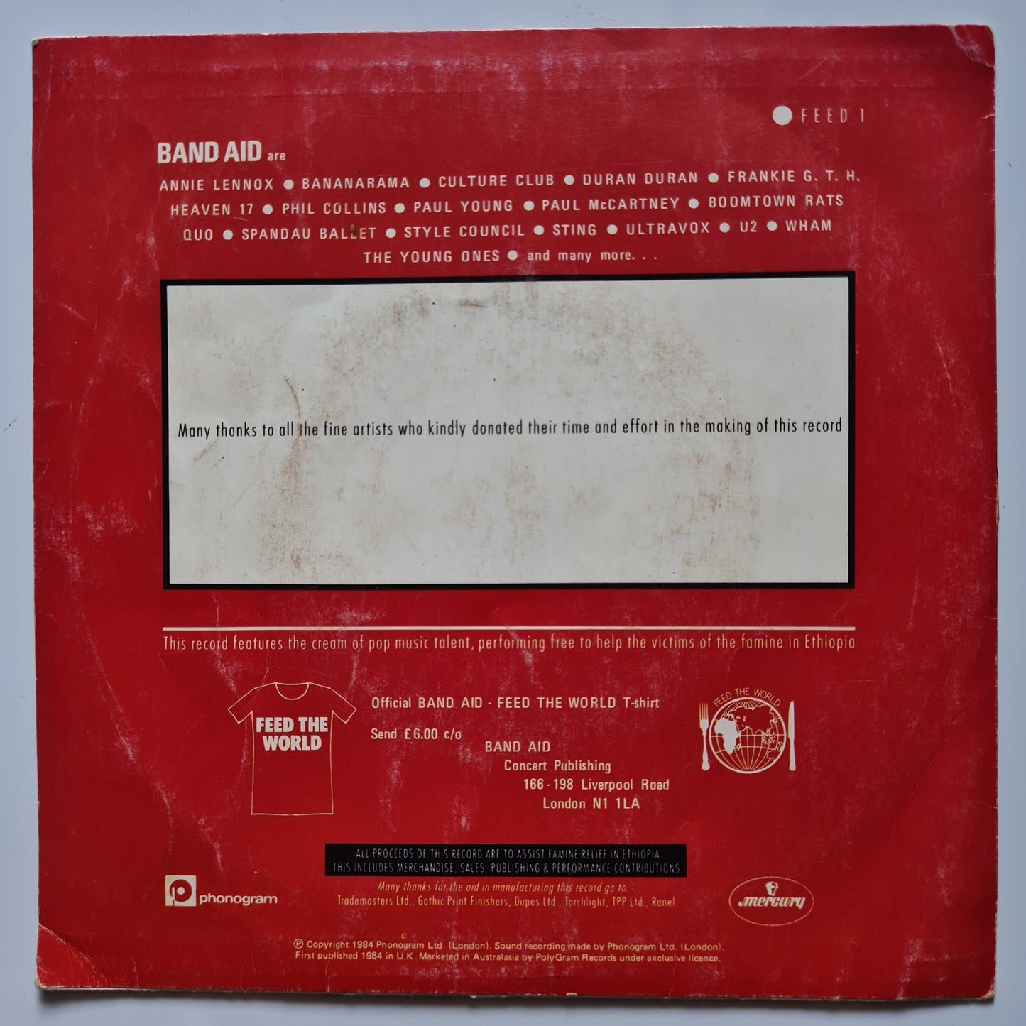 Band Aid – Do They Know It's Christmas? - 1984 - Vinyl Record (7inch Single)