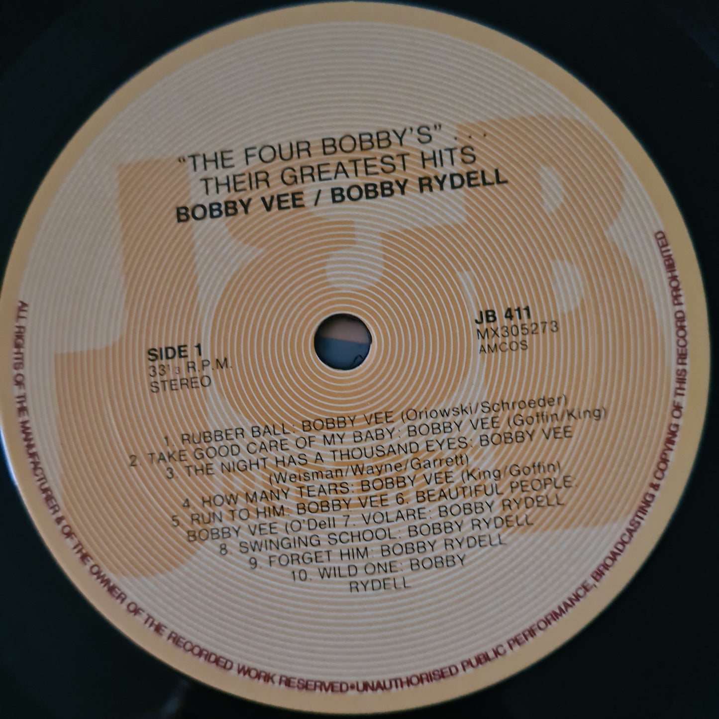 Bobby Vee / Bobby Rydell / Bobby Darin / Bobby Vinton ‎– The 4 Bobbys: Their Greatest Hits- 1980 - Vinyl Record LP