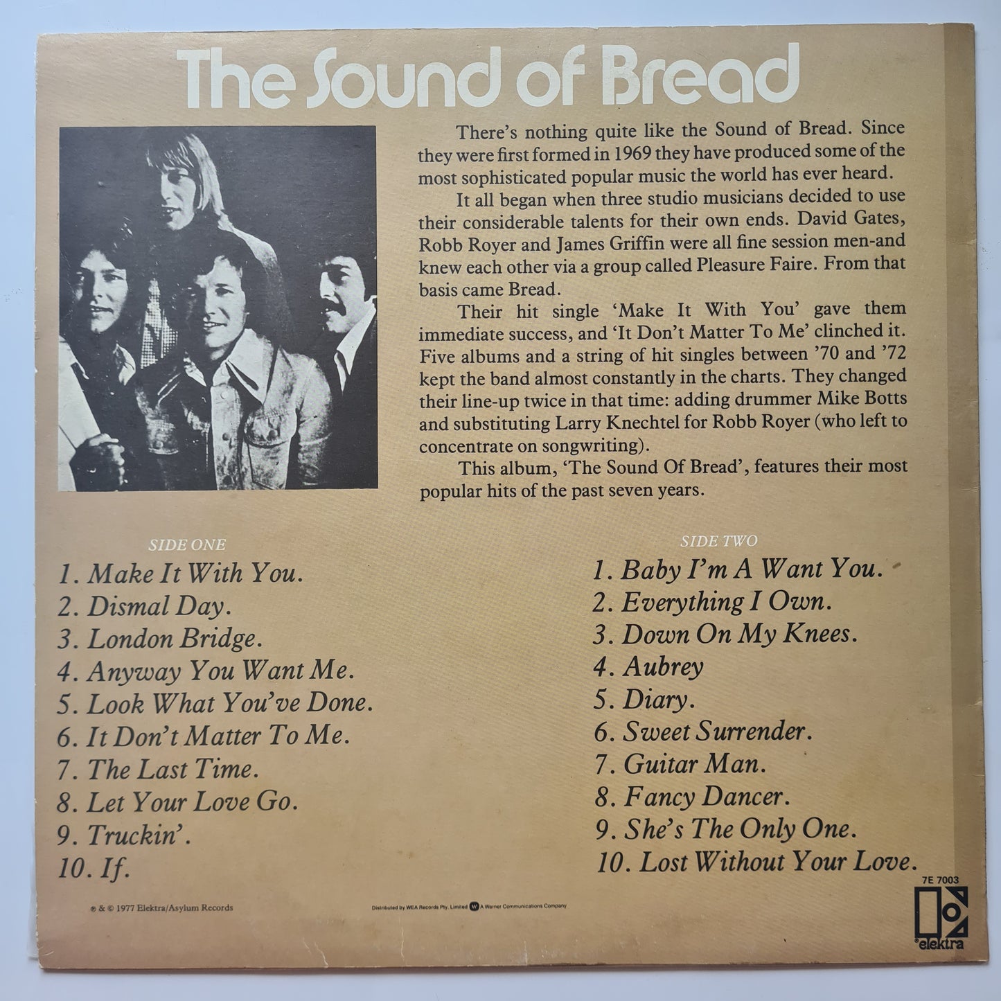 Bread – The Sound Of Bread: 20 Of Their Greatest Songs - 1977 - Vinyl Record LP