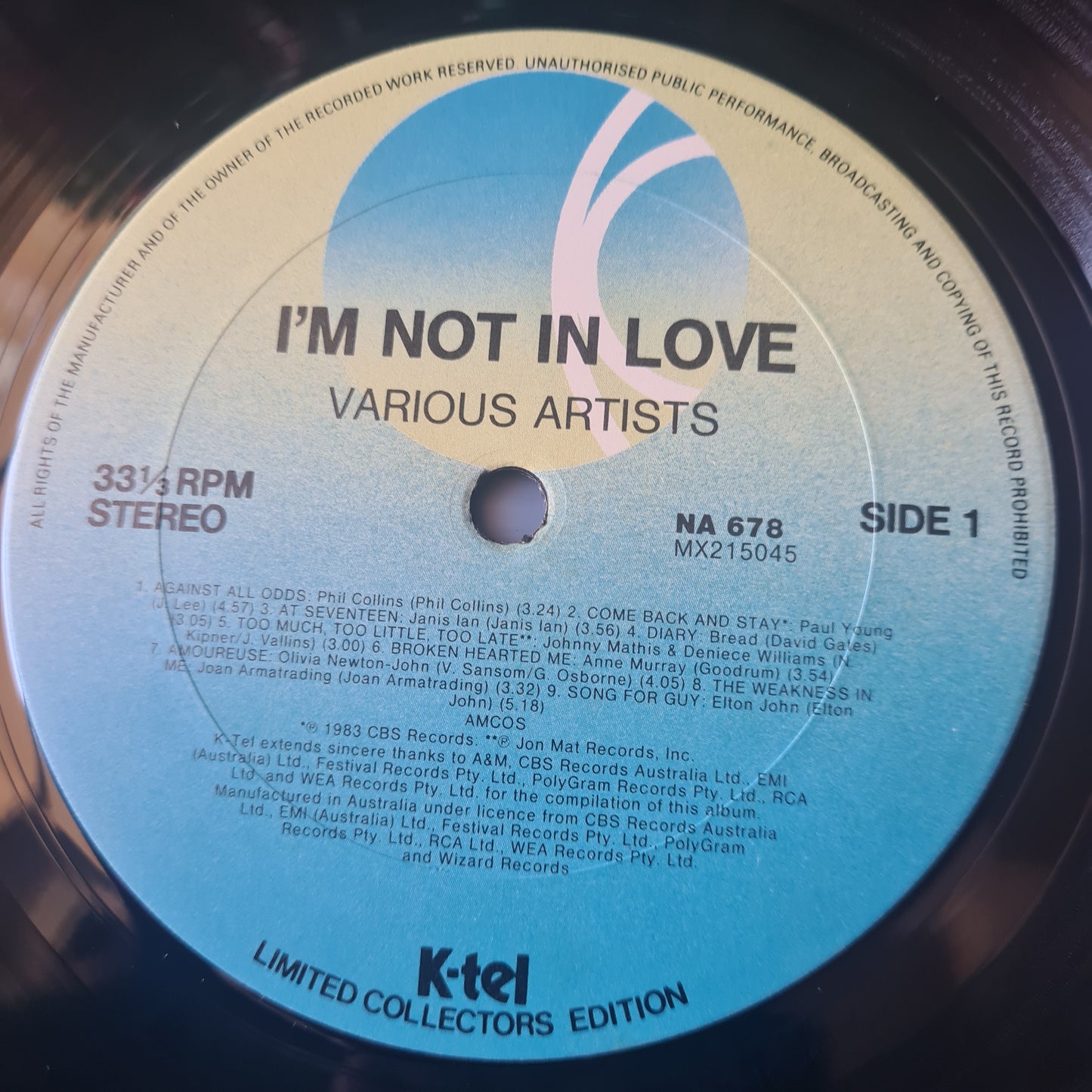 Various Artists/Hits album - I'm Not In Love - 1983 - Vinyl Record LP