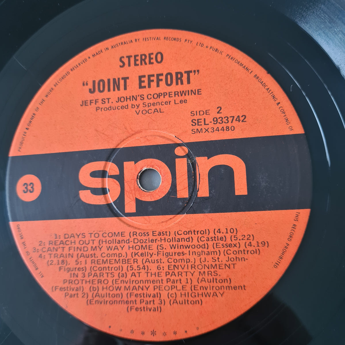 Jeff St John's Copperwine – Joint Effort - 1971 - Vinyl Record LP