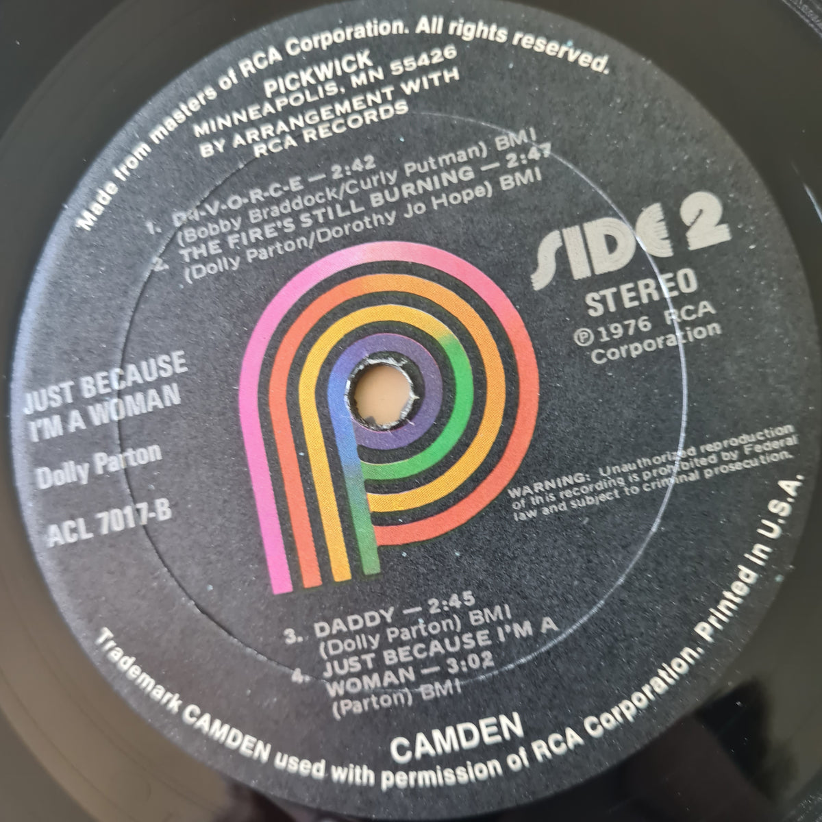 Dolly Parton - Just Because I'm A Woman - 1976 (USA Pressing) - Vinyl Record LP