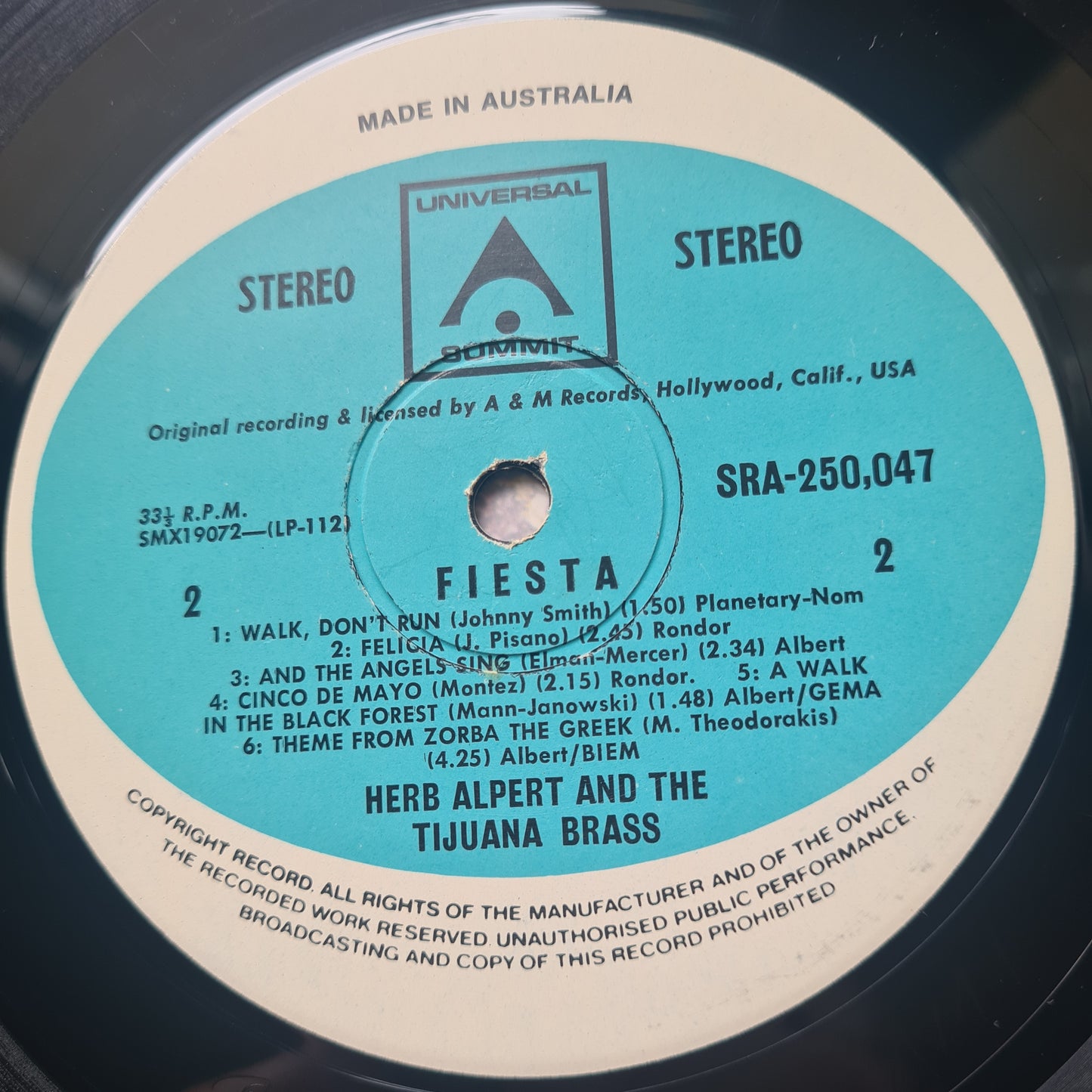 Herb Alpert & The Tijuana Brass – Fiesta - 1972 - Vinyl Record LP