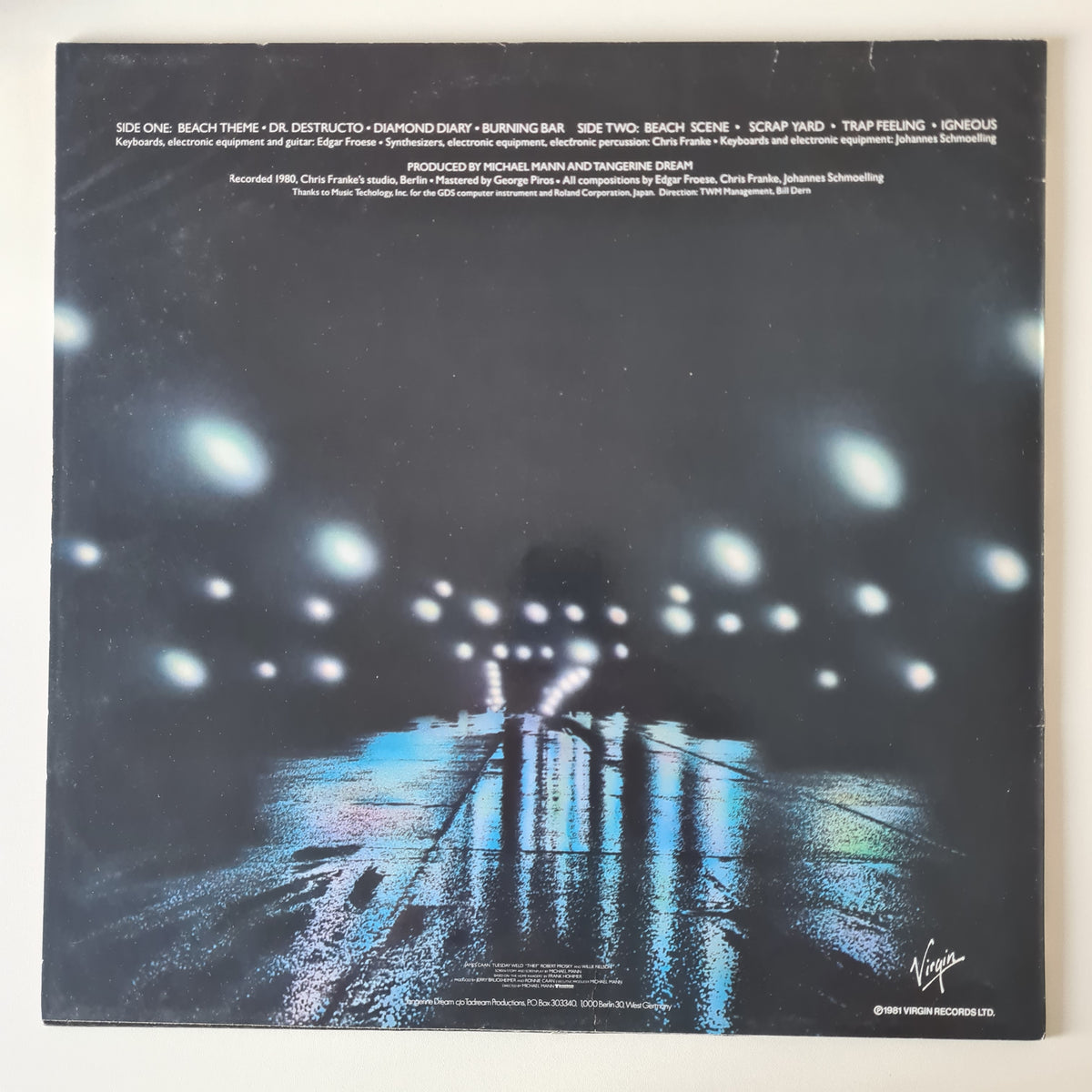 Tangerine Dream – Thief (Original Motion Picture Soundtrack) - 1981 (1985 UK Reissue) - Vinyl Record LP