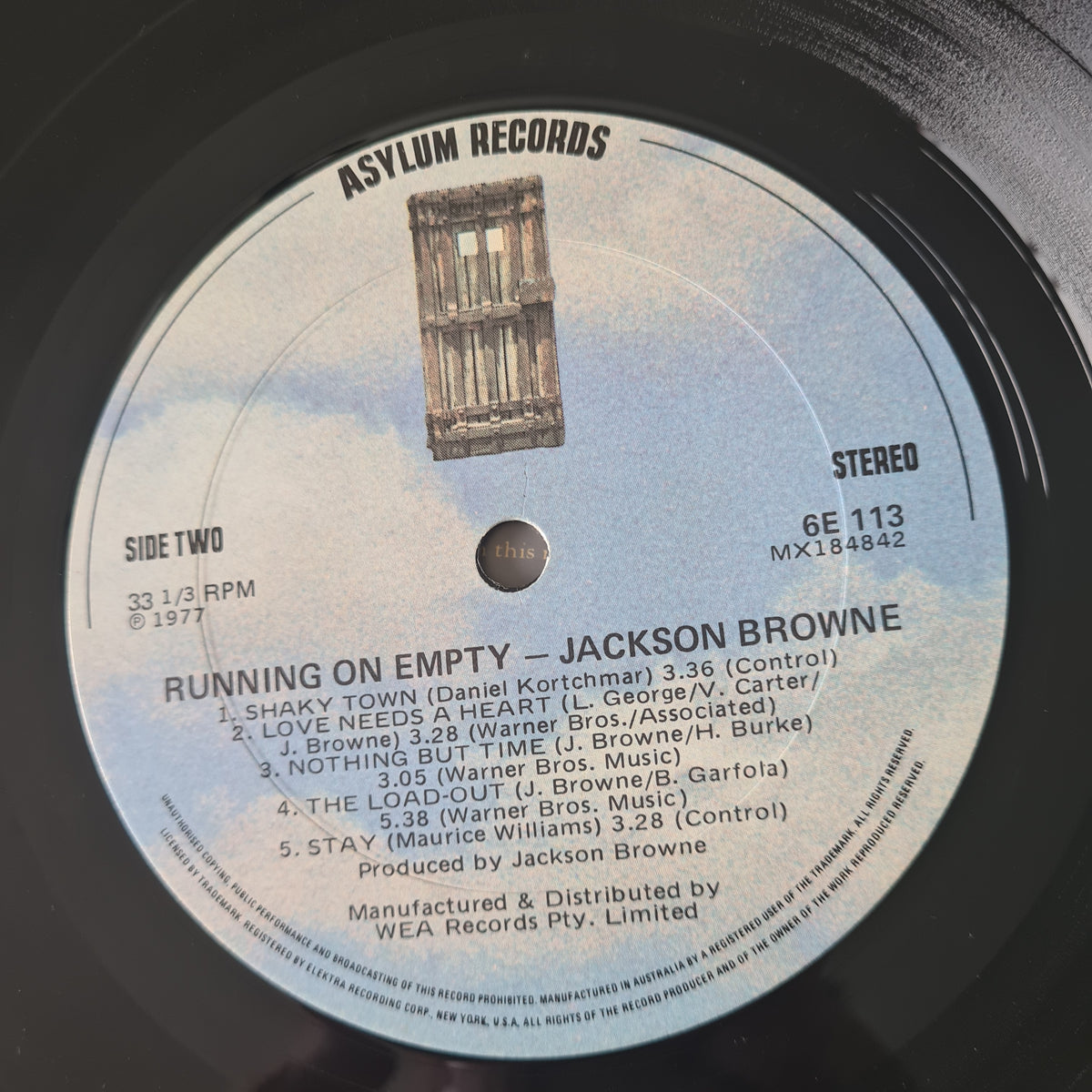 Jackson Browne – Running On Empty - 1977 - Vinyl Record LP