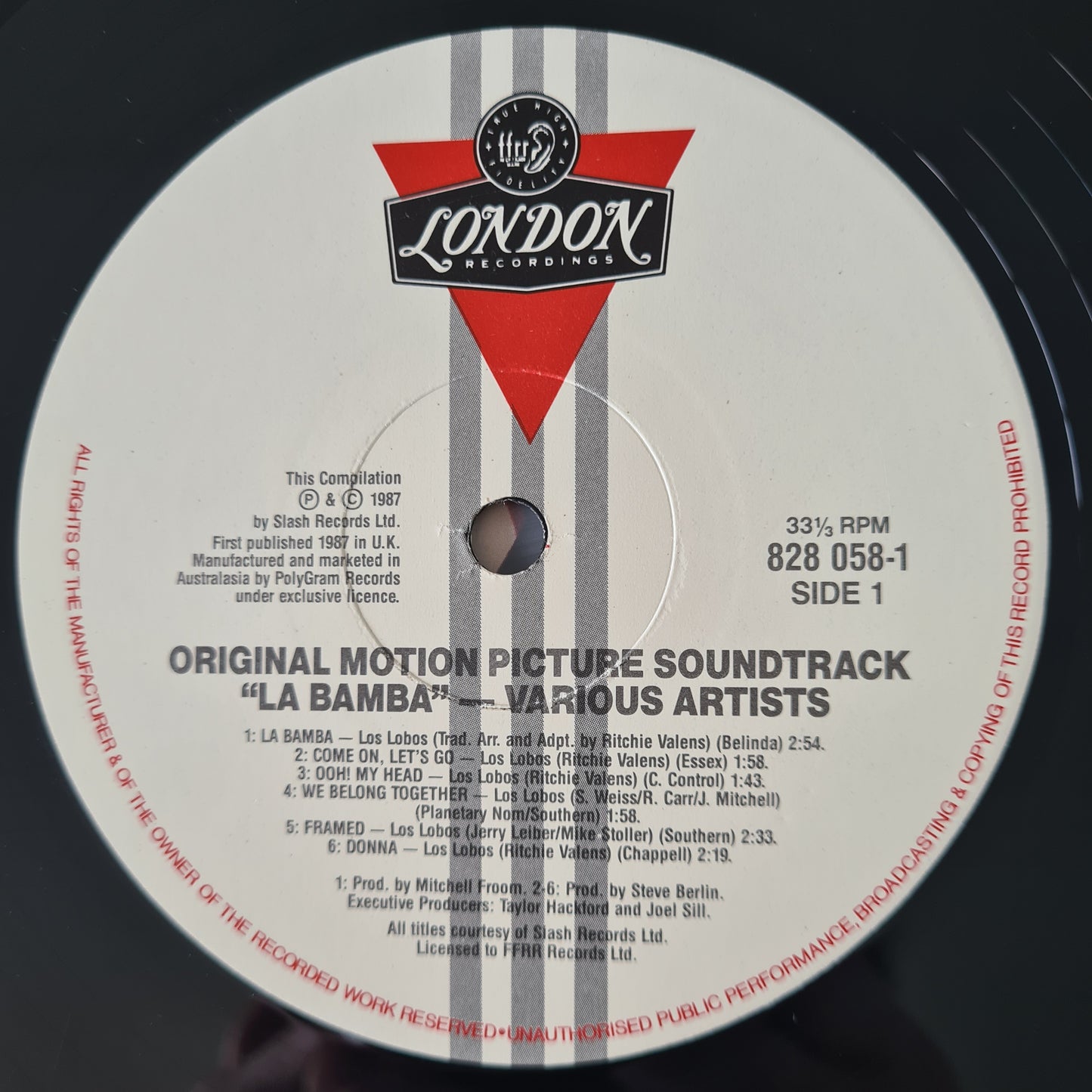 Los Lobos & various – La Bamba: Original Motion Picture Soundtrack - 1987 - Vinyl Record LP