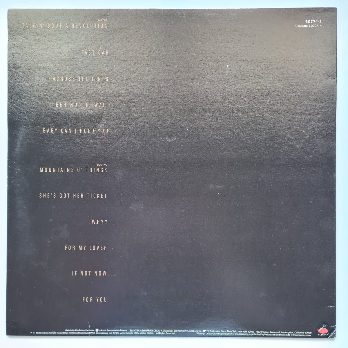 Tracy Chapman – Tracy Chapman - 1988 (First Australian Pressing) - Vinyl Record LP (near mint)
