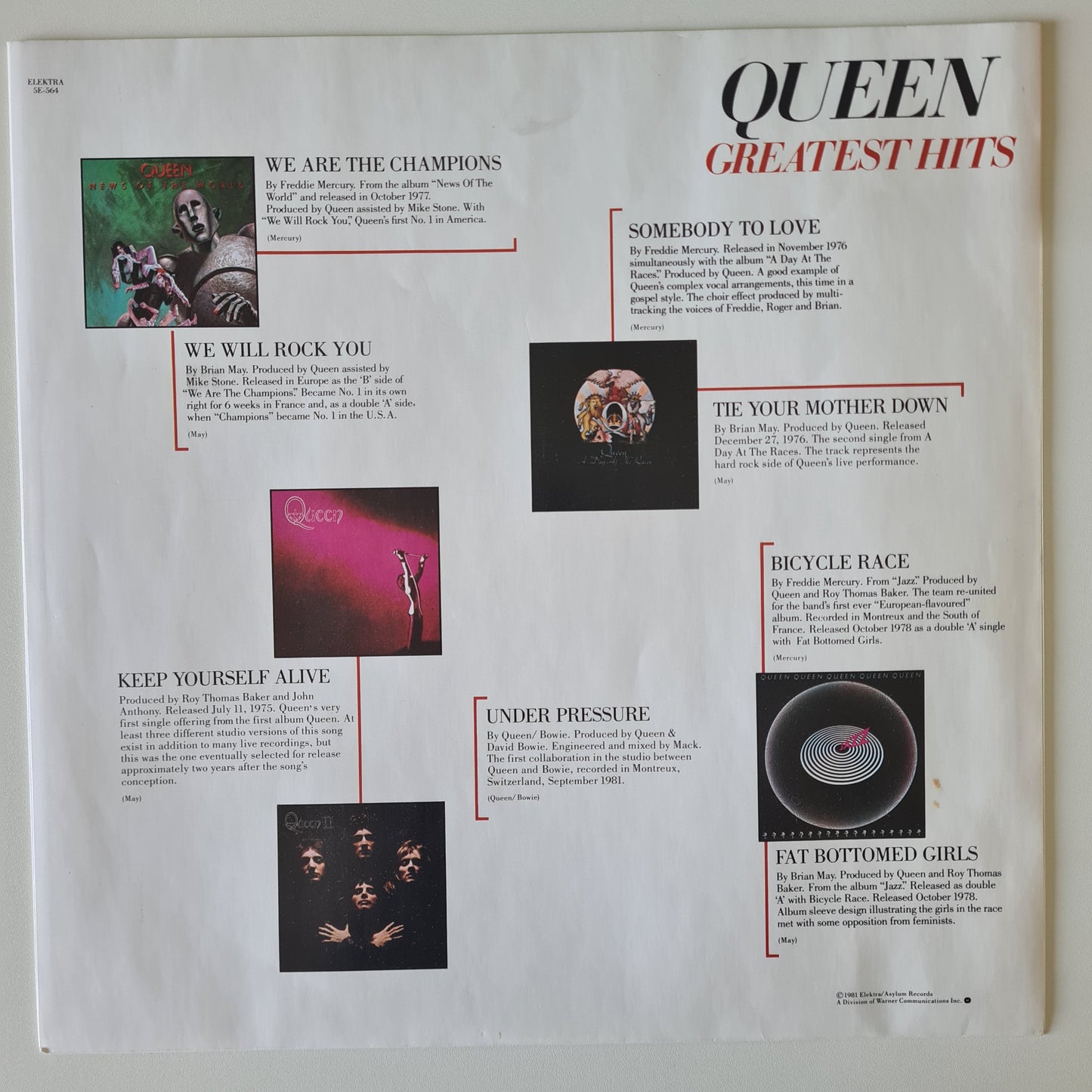 Queen – Greatest Hits - 1981 - Vinyl Record LP