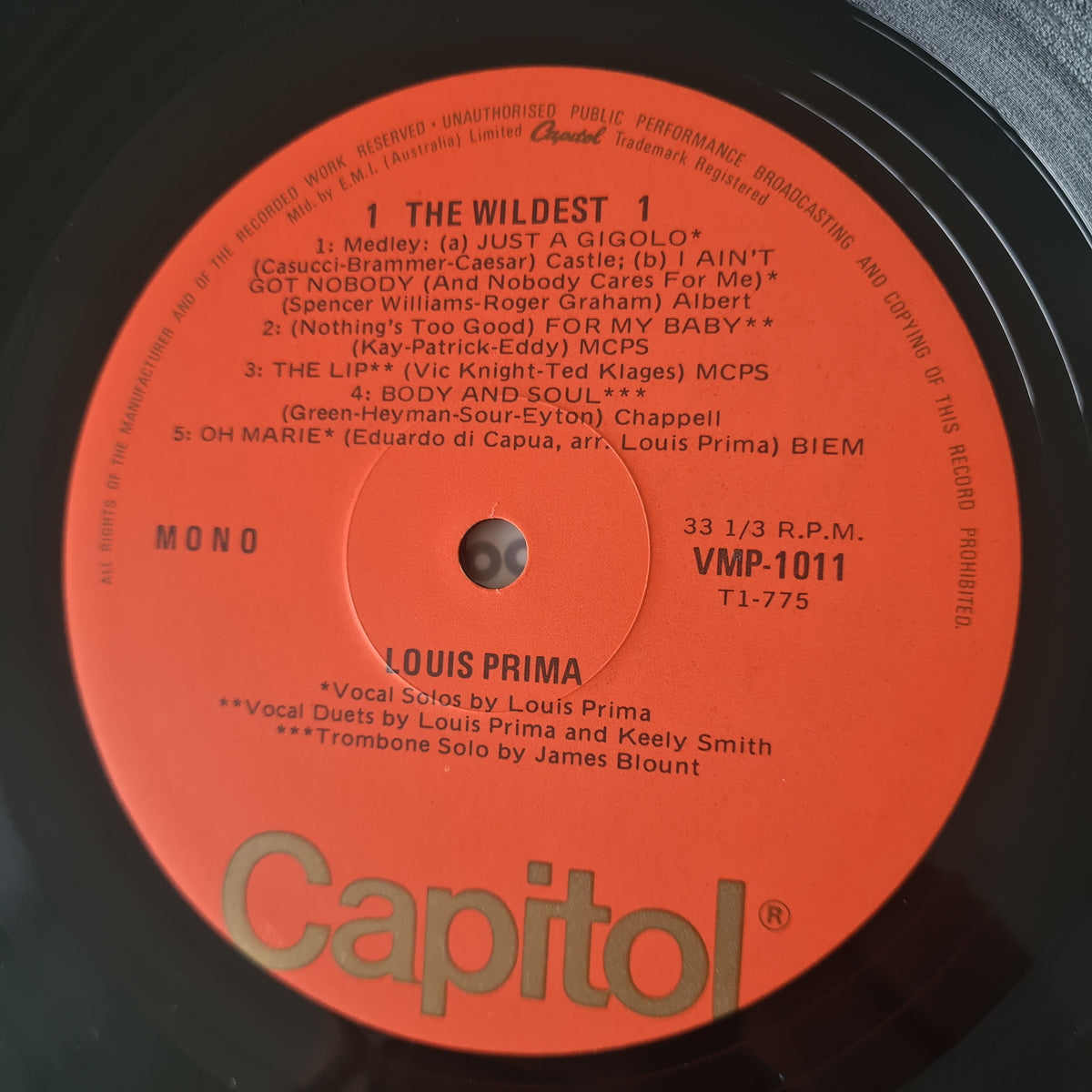 Louis Prima – The Wildest - 1956 (1977 MONO Australian Pressing) - Vinyl Record LP