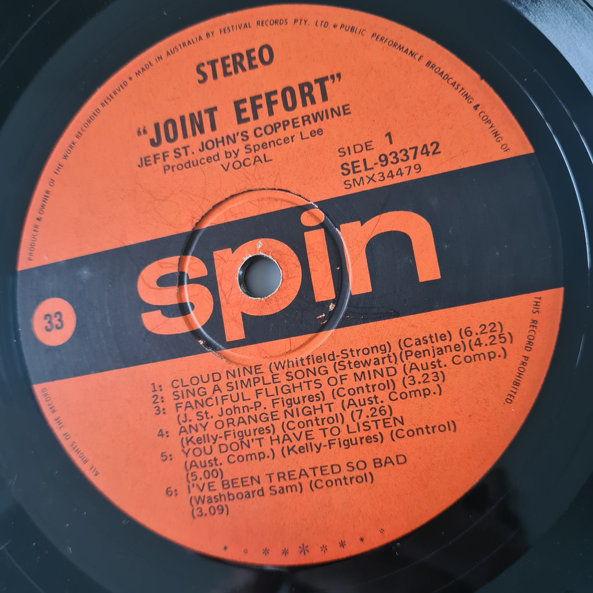 Jeff St John's Copperwine – Joint Effort - 1971 - Vinyl Record LP