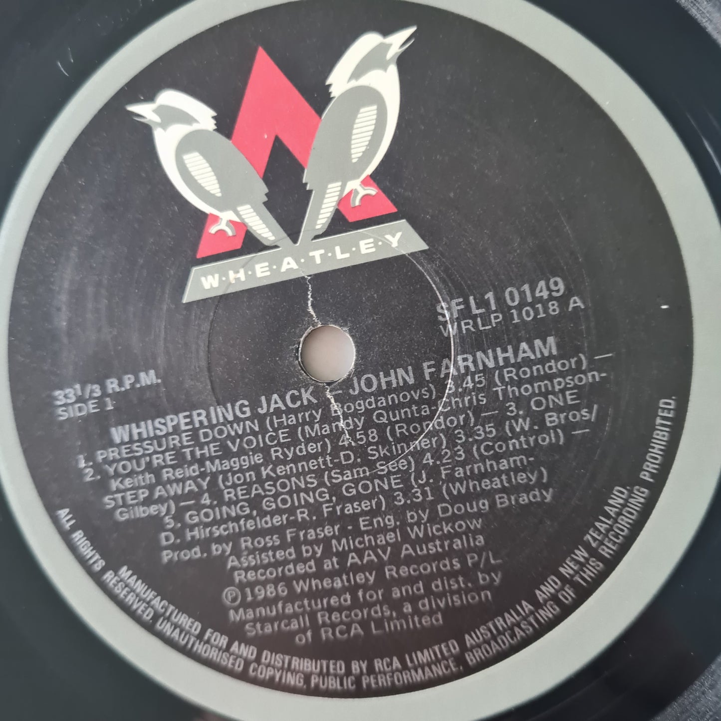 John Farnham – Whispering Jack - 1986 - Vinyl Record LP