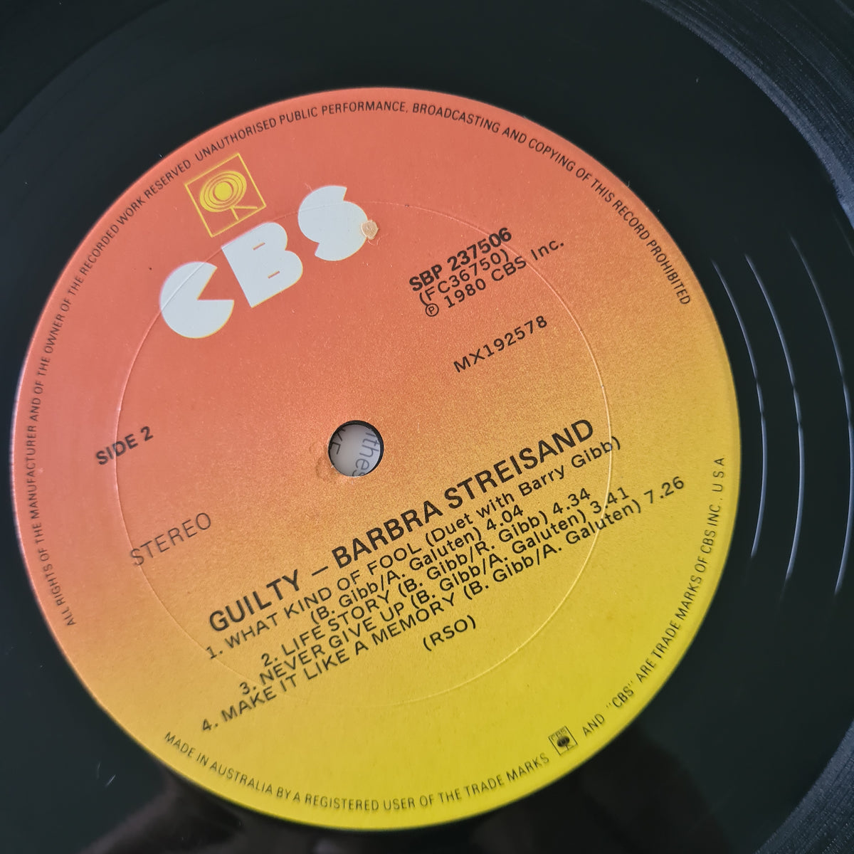 Barbara Streisand/ Barry Gibb – Guilty - 1980 - Vinyl Record LP