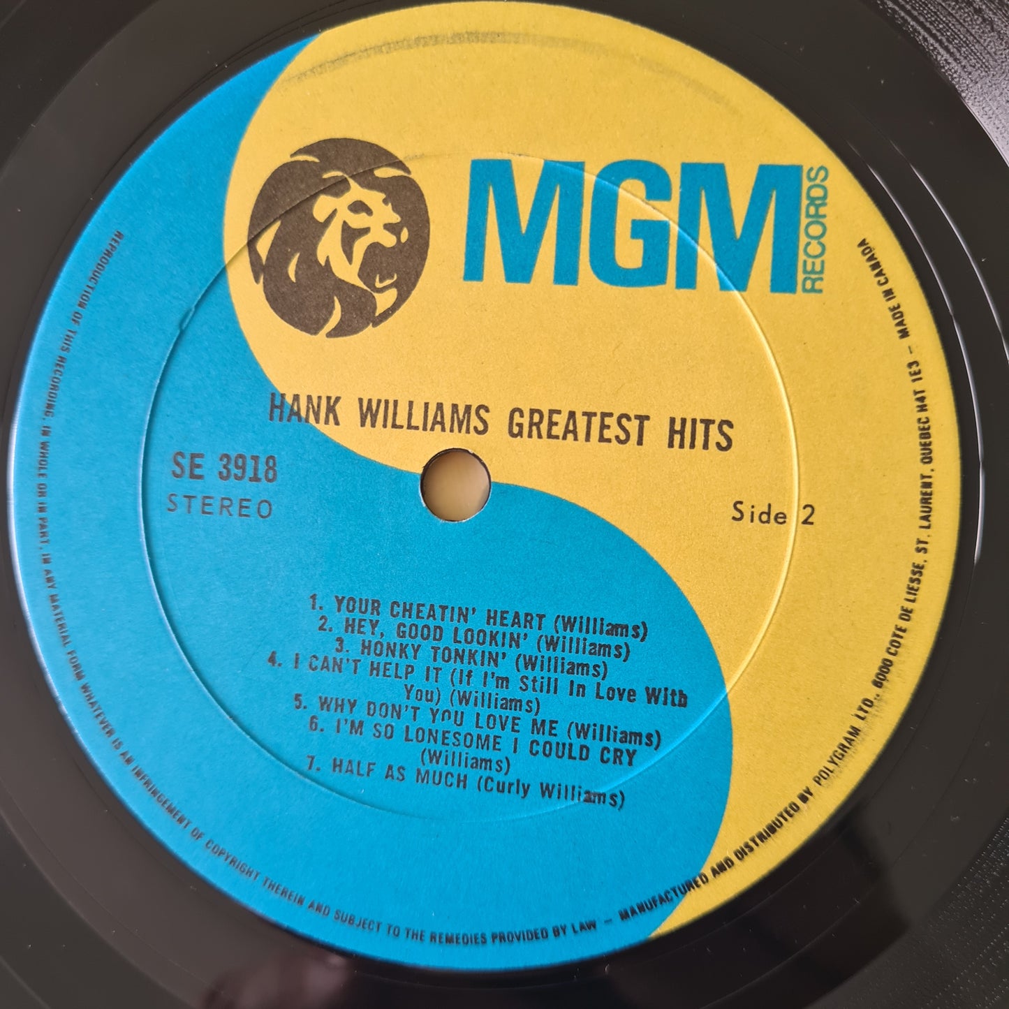 Hank Williams – Hank Williams’ Greatest Hits - 1971 (Canadian Pressing) - Vinyl Record LP
