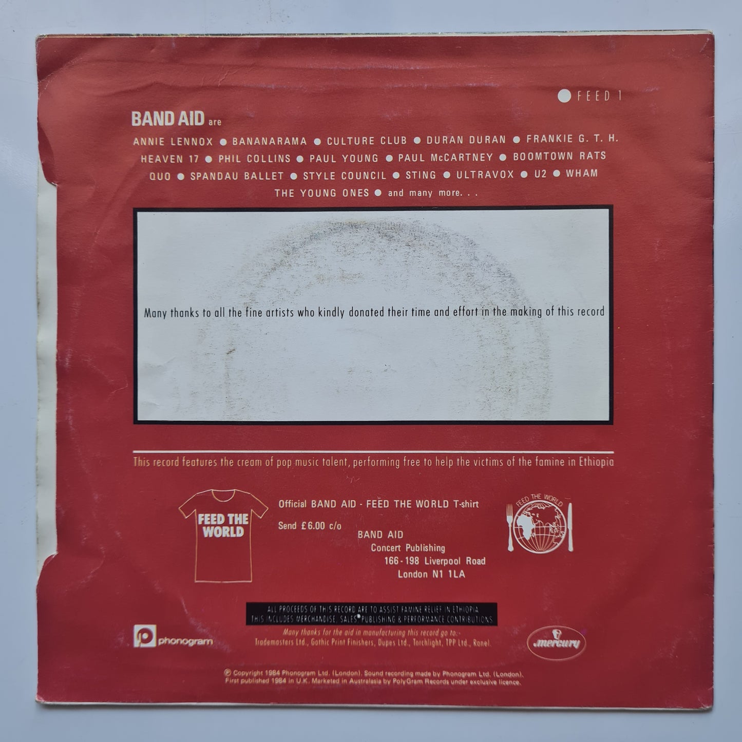 Band Aid – Do They Know It's Christmas? - 1984 - Vinyl Record (7inch Single)