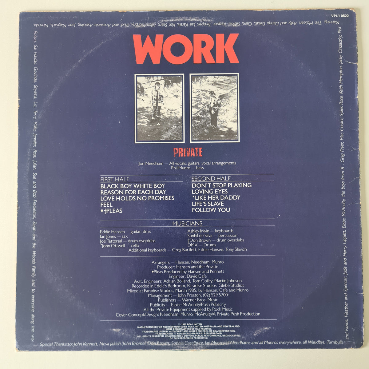 Private – Work - 1985 - Vinyl Record LP