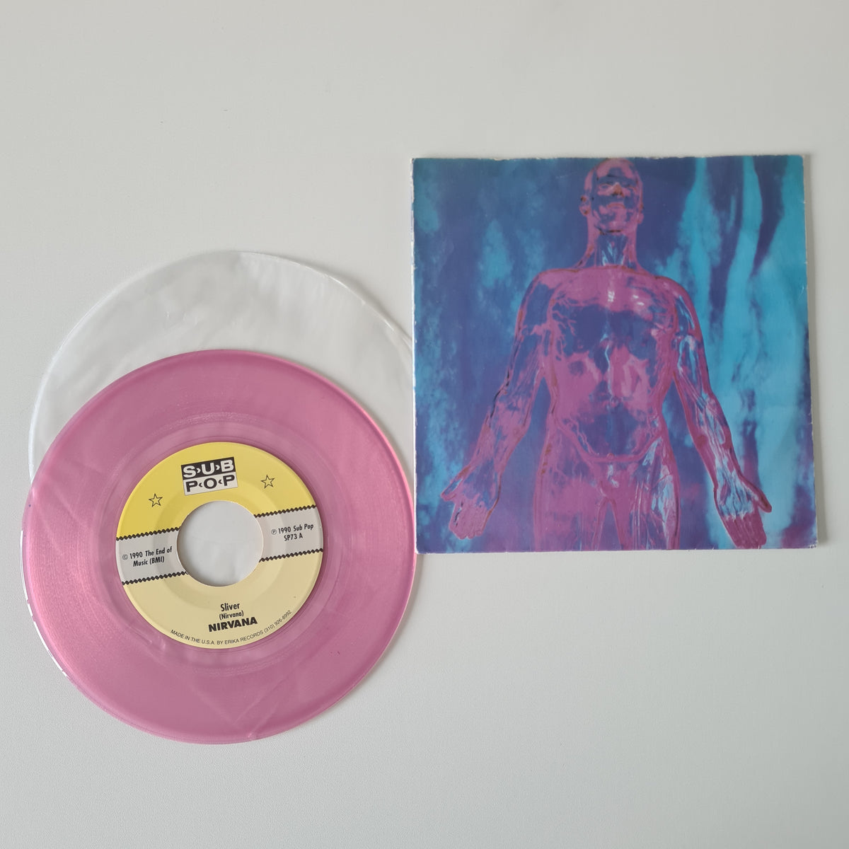 Nirvana – Sliver / Dive (Pink Translucent Vinyl) - 1990 (1990's Second USA Pressing) - Vinyl Record 7" 45RPM Single *RARE*