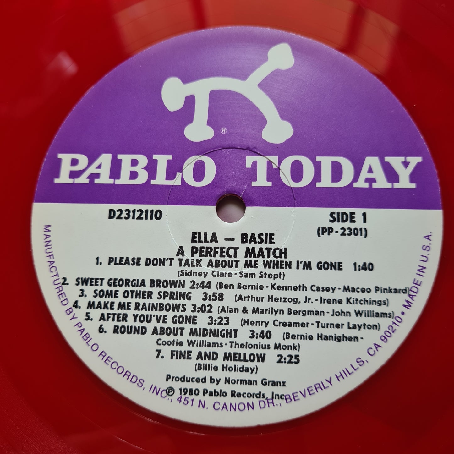Ella Fitzgerald & Basie – A Perfect Match - 1980 - Vinyl Record LP (Red Vinyl)