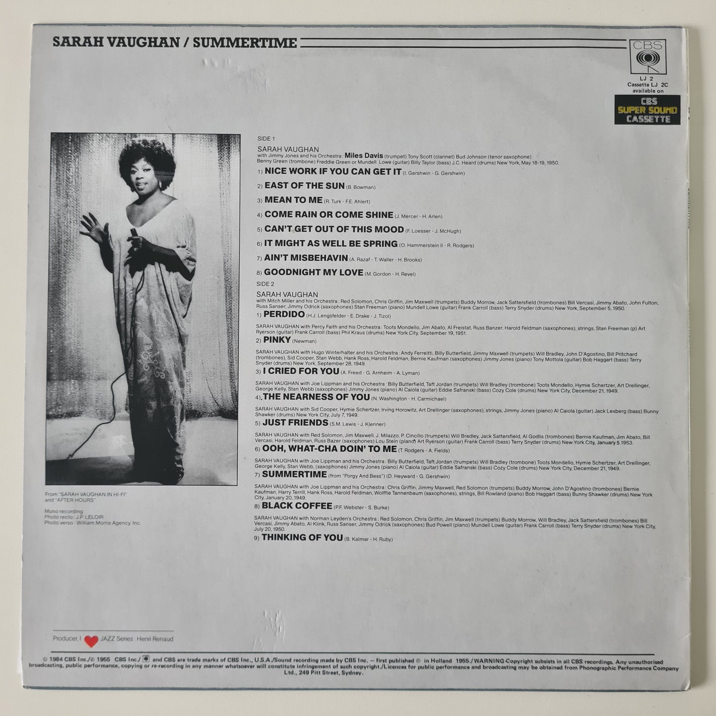 Sarah Vaughan – Summertime - 1984 - Vinyl Record LP