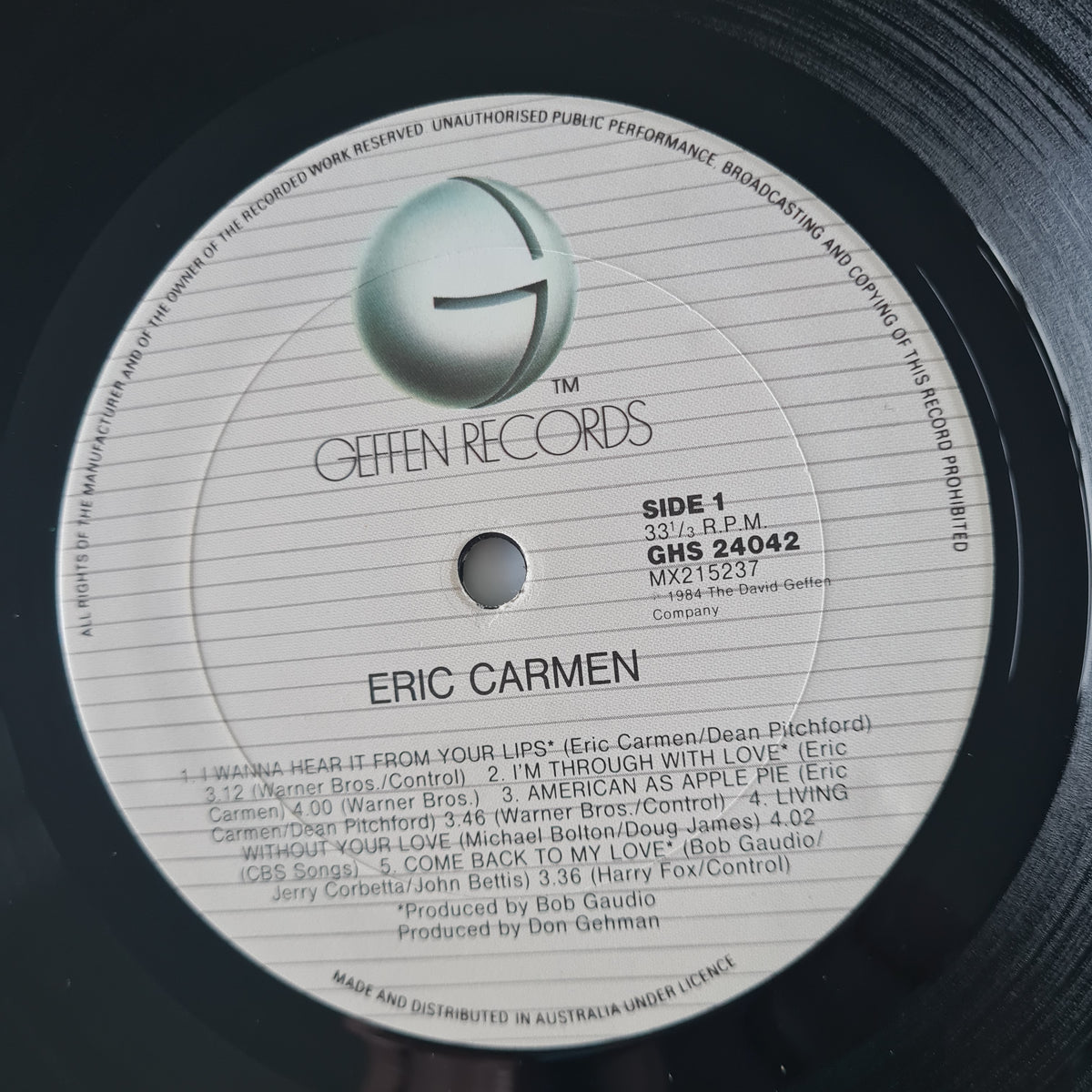 Eric Carmen – Eric Carmen - 1984 - Vinyl Record LP (Near Mint)