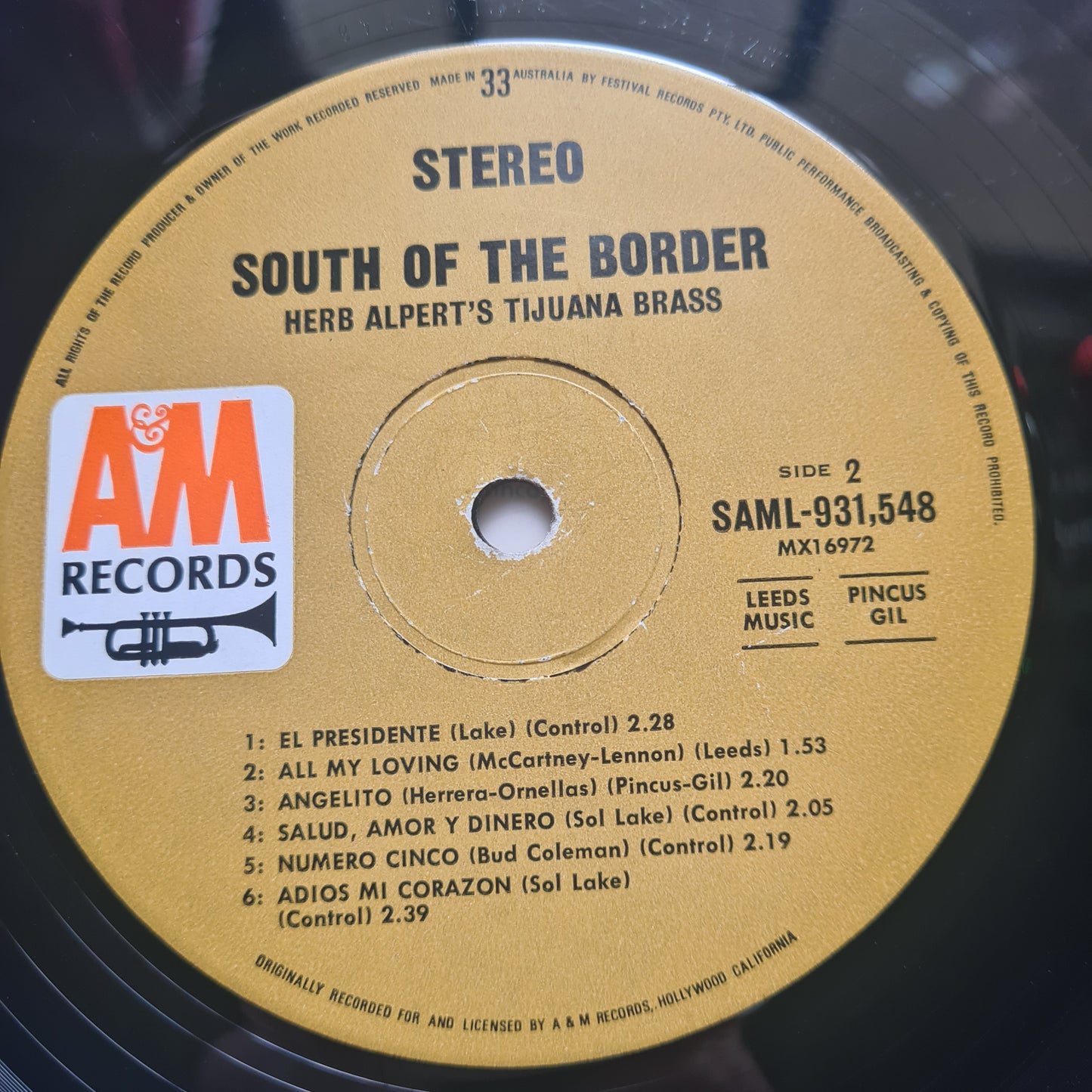 Herb Alpert's Tijuana Brass – South Of The Border - 1964 - Vinyl Record LP