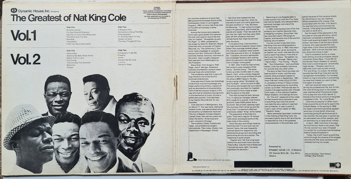 Nat King Cole – The Greatest Of Nat King Cole: Volume 1 & 2 - 1972 - Vinyl Record 2LP