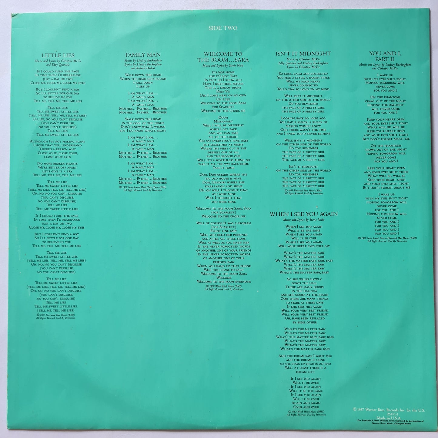 Fleetwood Mac – Tango In The Night- 1987 - Vinyl Record LP *read description*