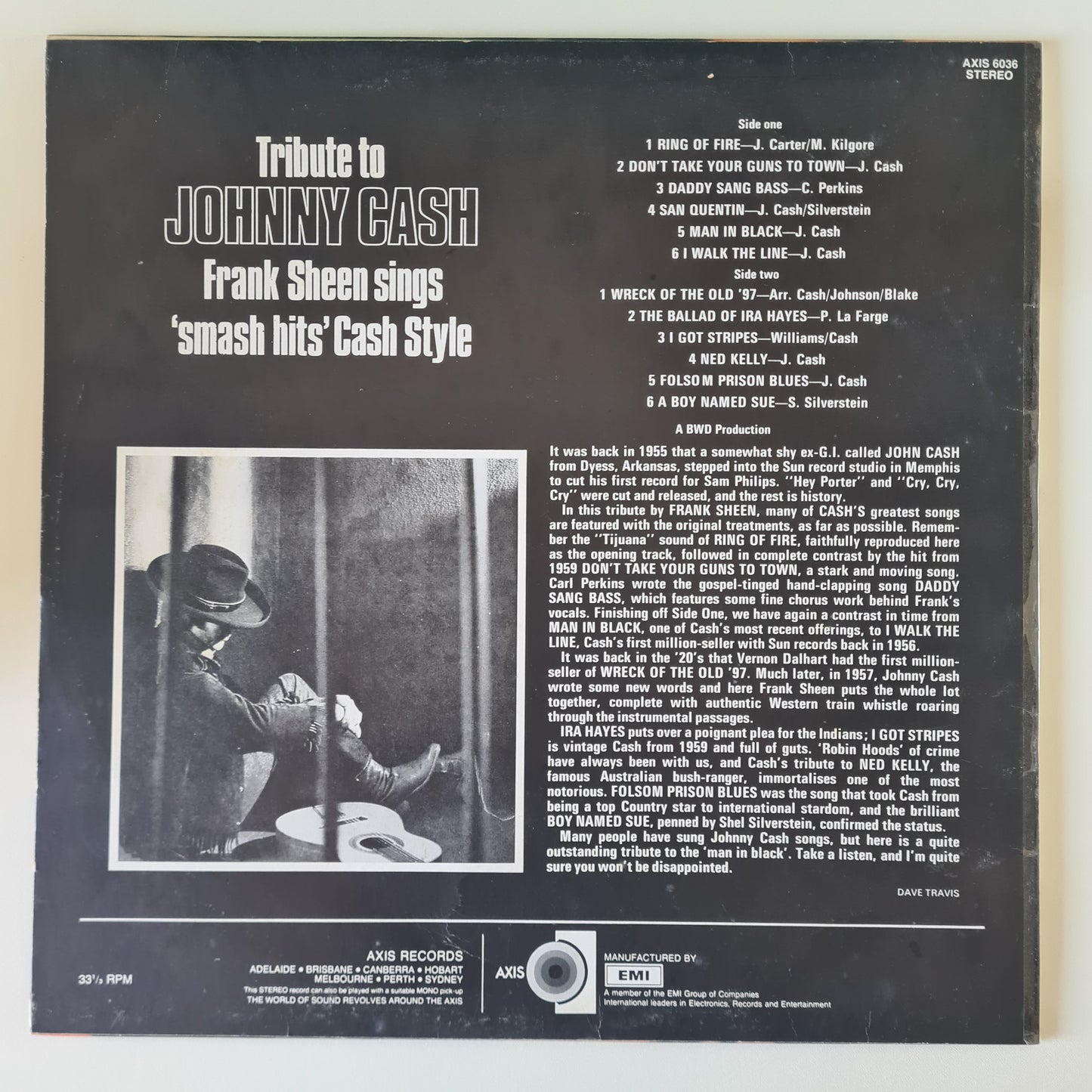 Frank Sheen – Tribute To Johnny Cash - Unknown Year - Vinyl Record LP