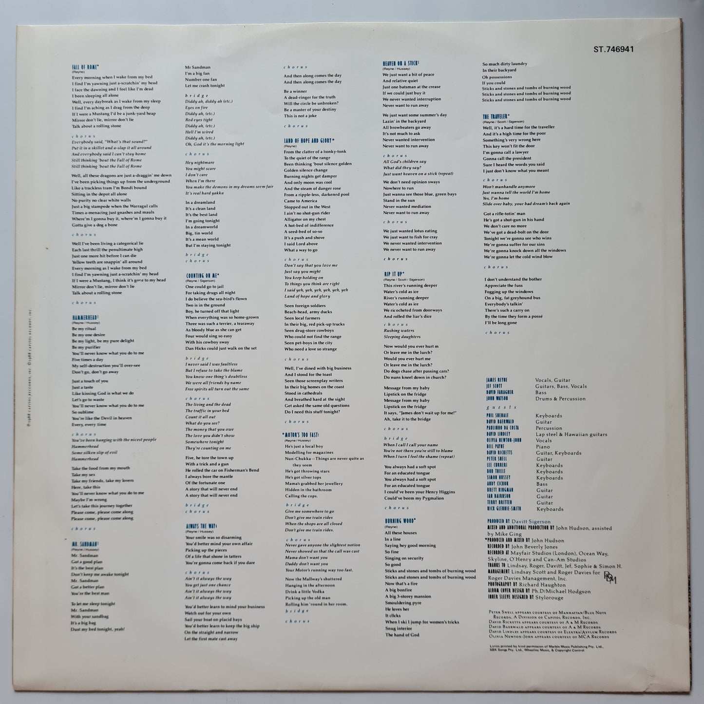 James Reyne – 1988 - Vinyl Record LP (Excellent)