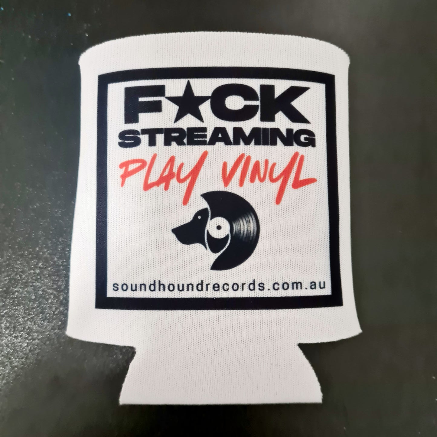 F*CK STREAMING PLAY VINYL - Stubby Holder/ Can Cooler - Free Shipping!