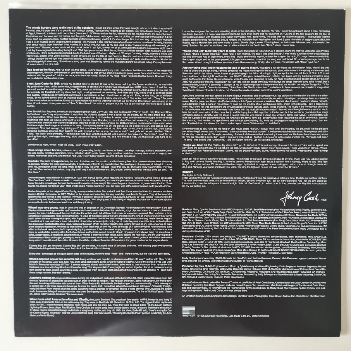 Johnny Cash – Unchained - 1996 (2020 European 180gram Pressing) - Vinyl Record LP