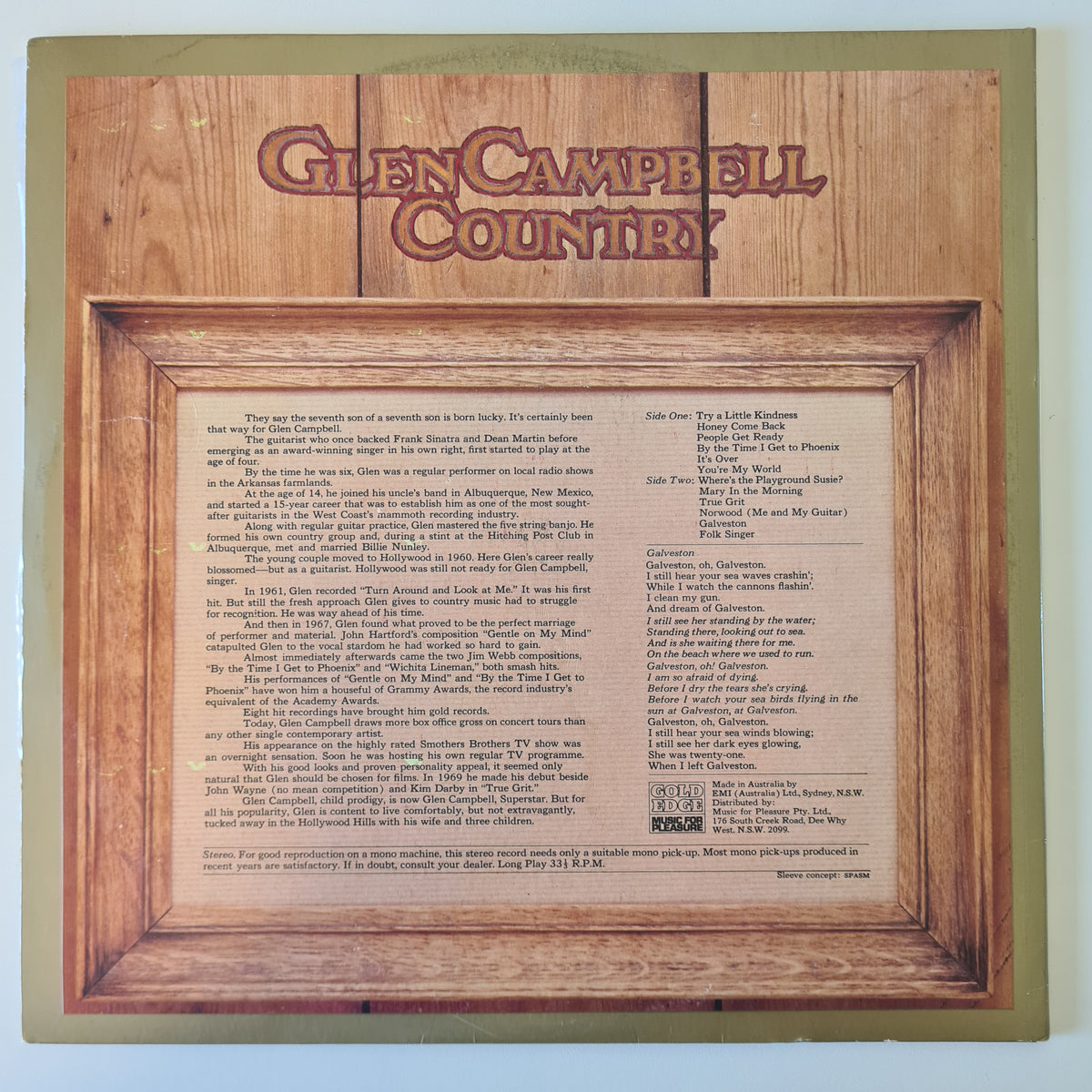 Glen Campbell - Glen Campbell Country (Greatest Hits) - 1970 - Vinyl Record LP