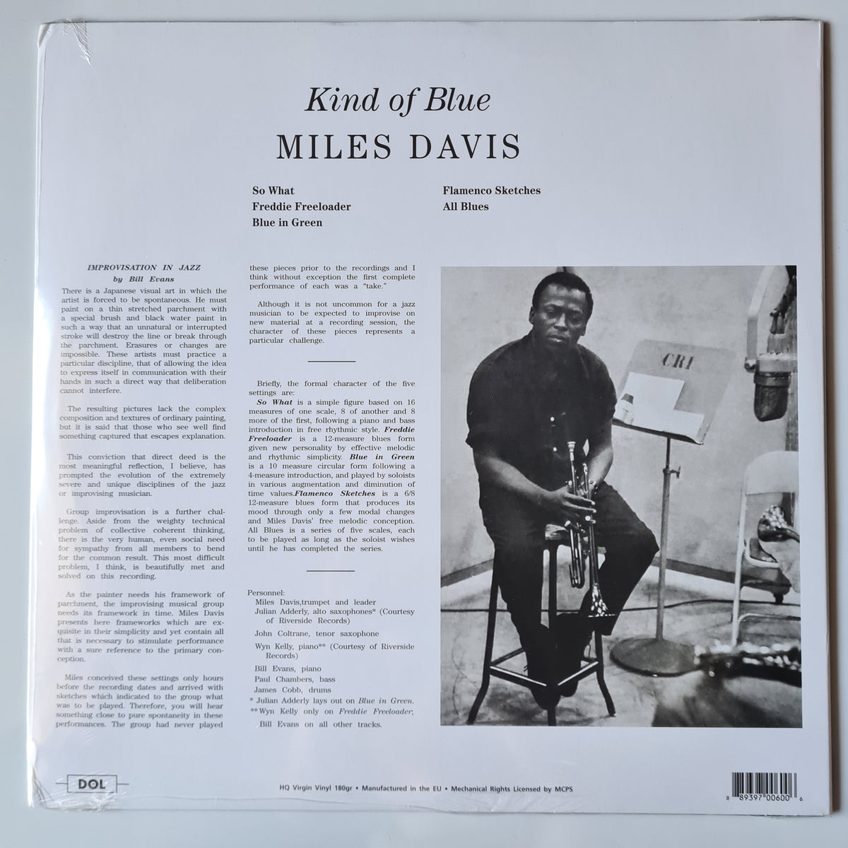 Miles Davis – Kind Of Blue - 1959 (2022 BLUE VINYL European Pressing) - Vinyl Record LP (BRAND NEW SEALED)