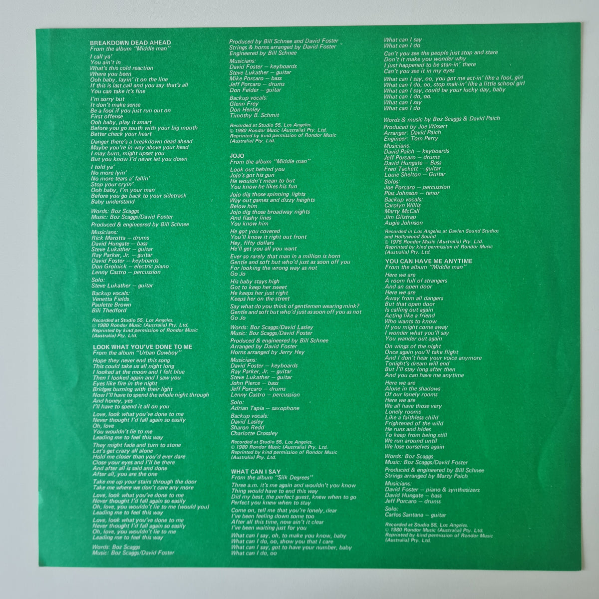 Boz Scaggs – Hits! - 1980 - Vinyl Record LP